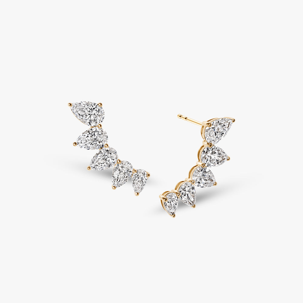 Pear Diamond Crawler Earrings