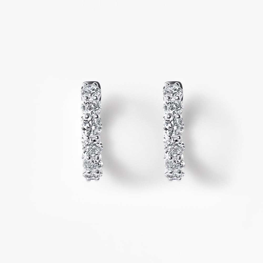 Round Diamond Inside Out Huggie Earrings