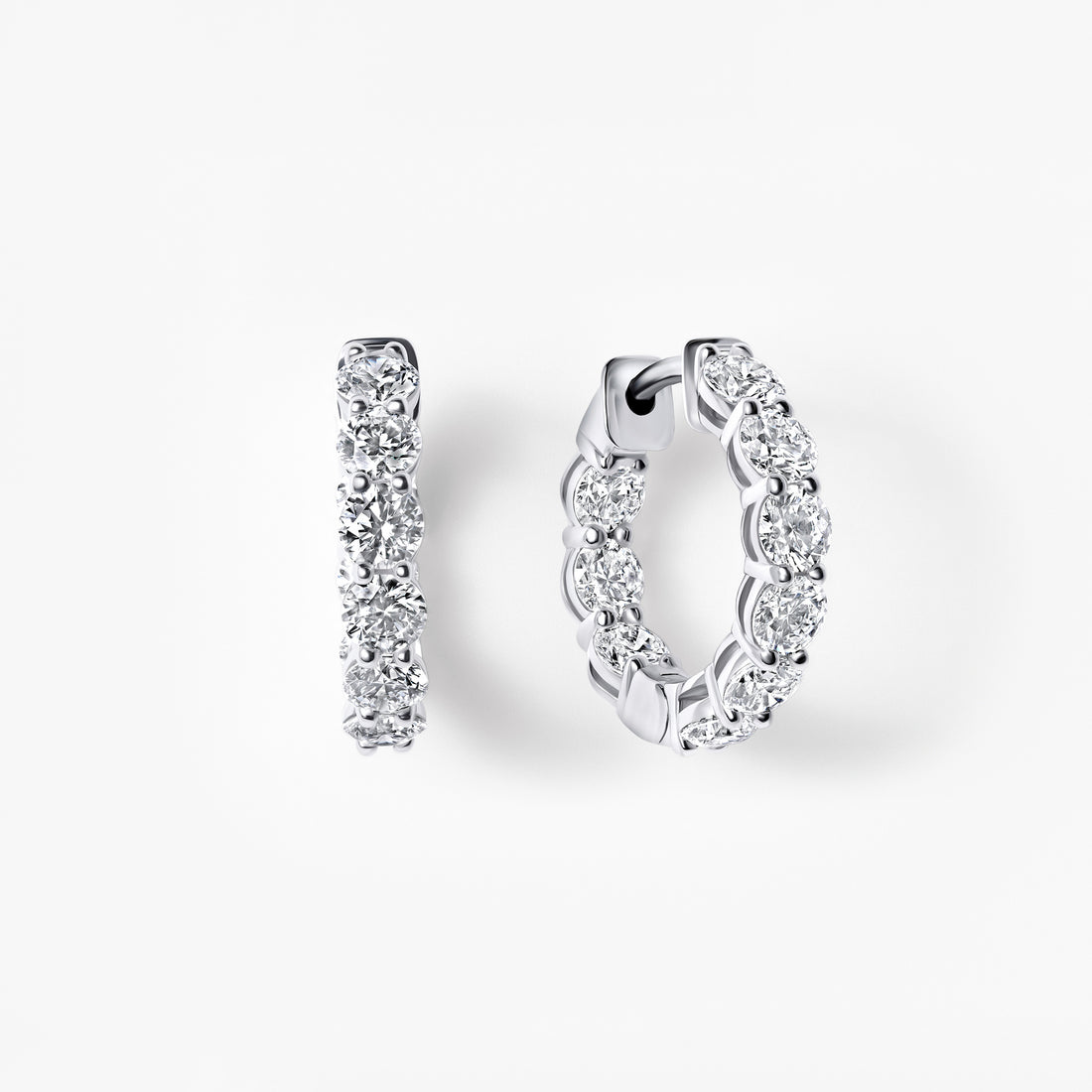 Round Diamond Inside Out Huggie Earrings