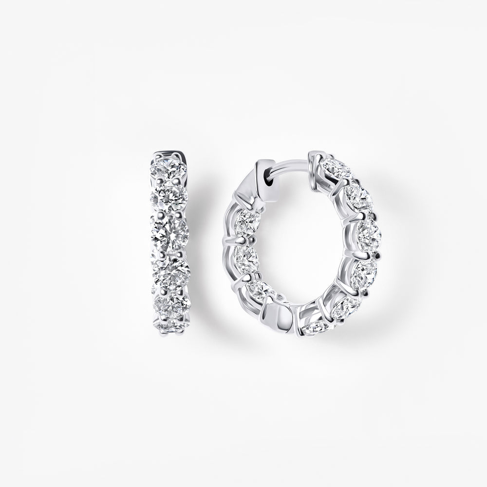 Round Diamond Inside Out Huggie Earrings