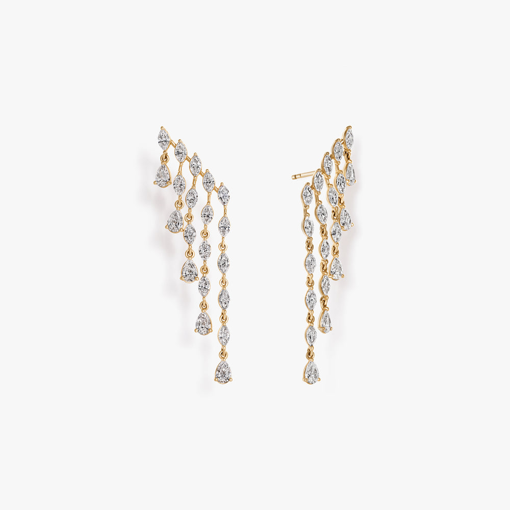 Pear and Marquise Waterfall Crawler Earrings