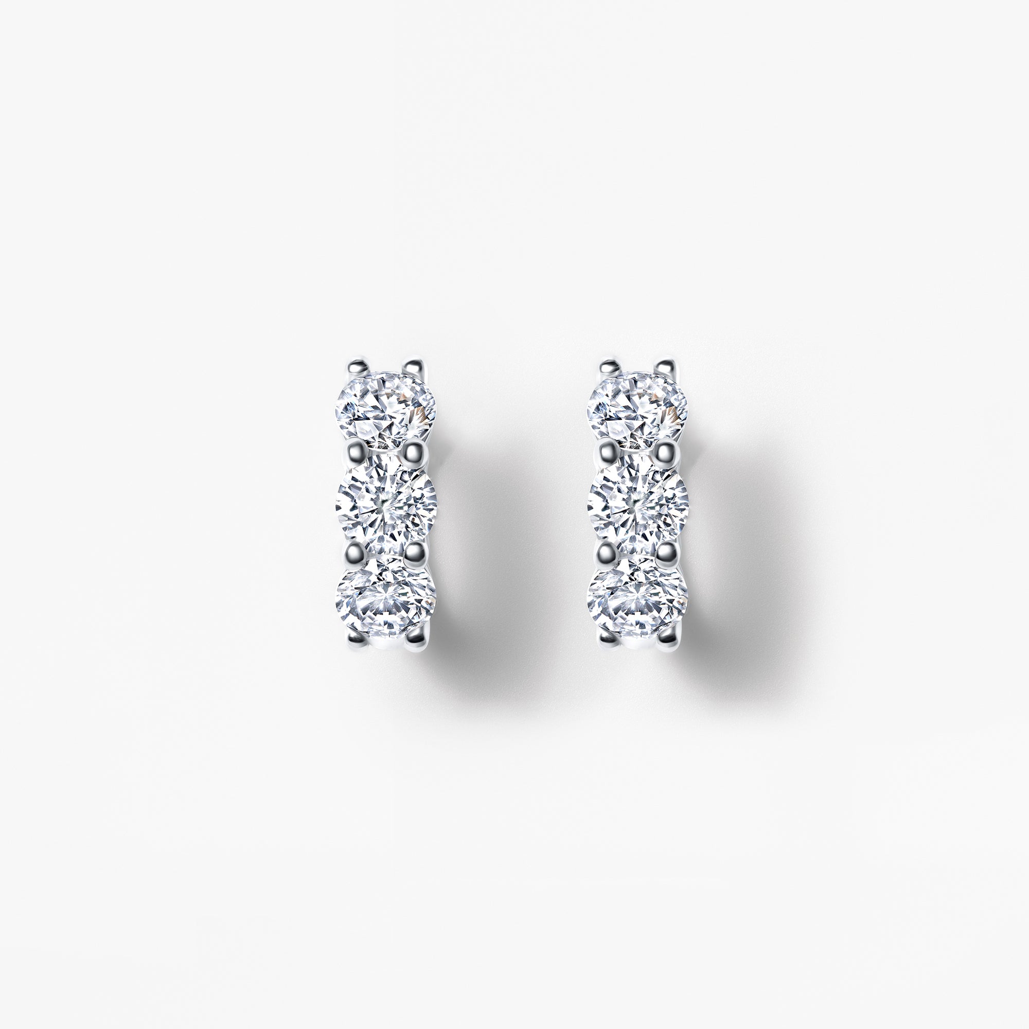 Round Diamond Petite Huggie Earrings