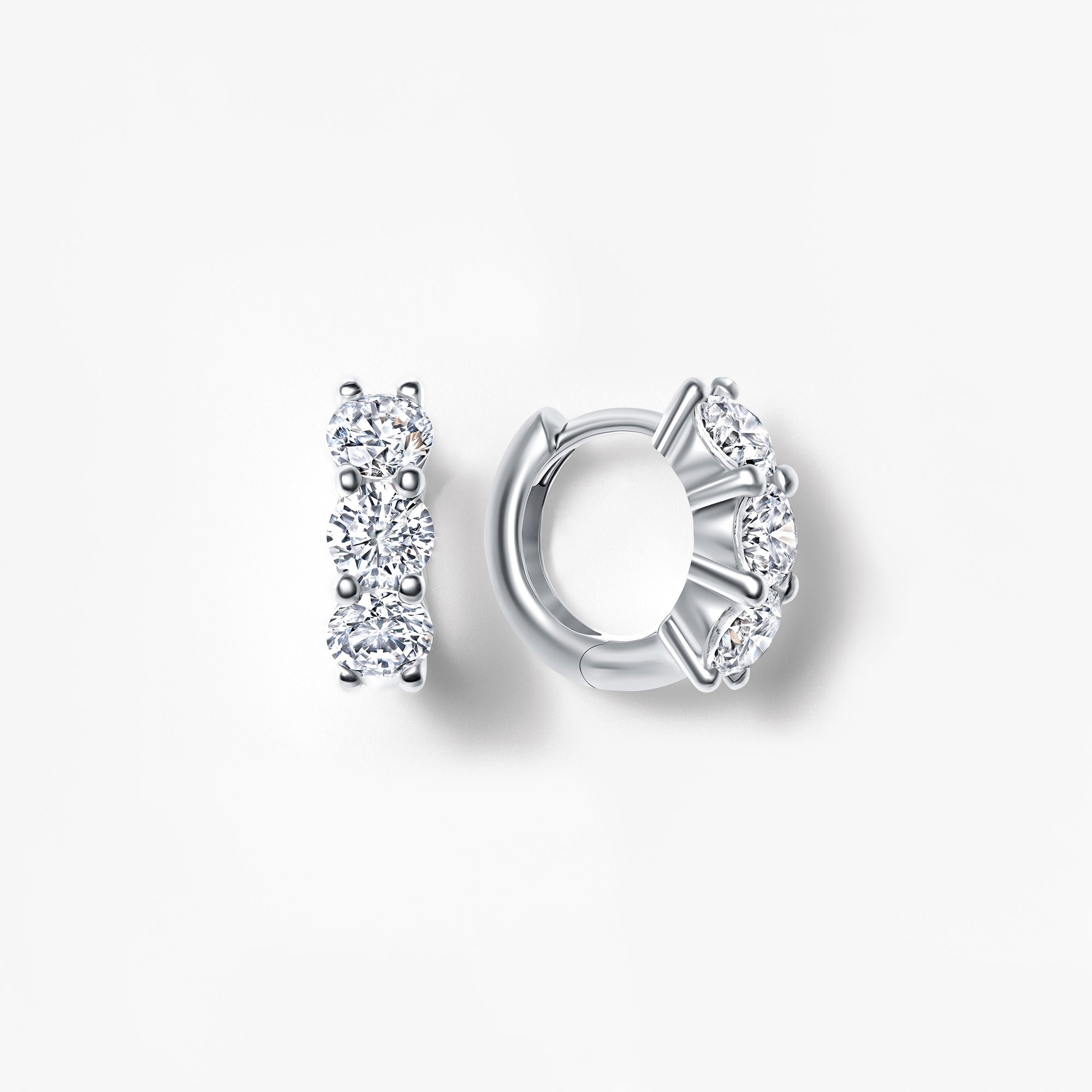Round Diamond Petite Huggie Earrings