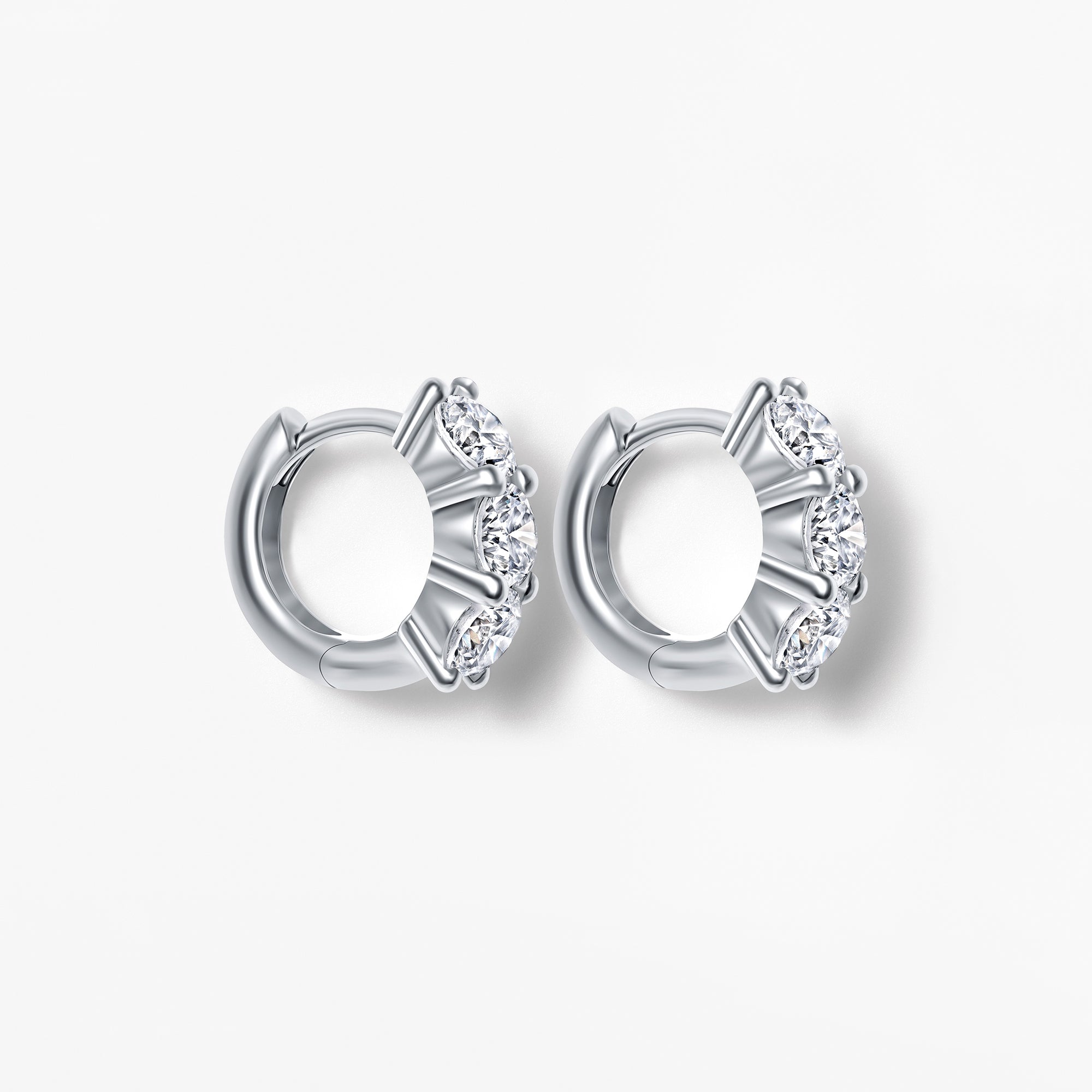 Round Diamond Petite Huggie Earrings
