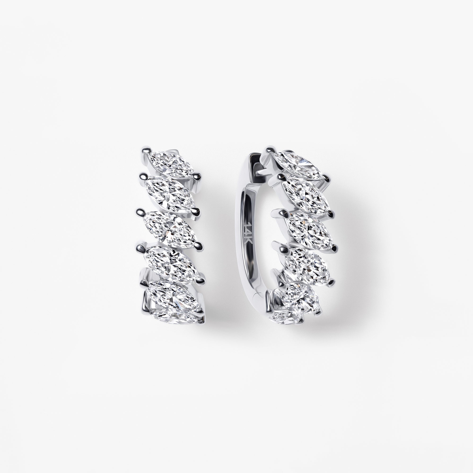 Marquise Diamond Huggie Earrings