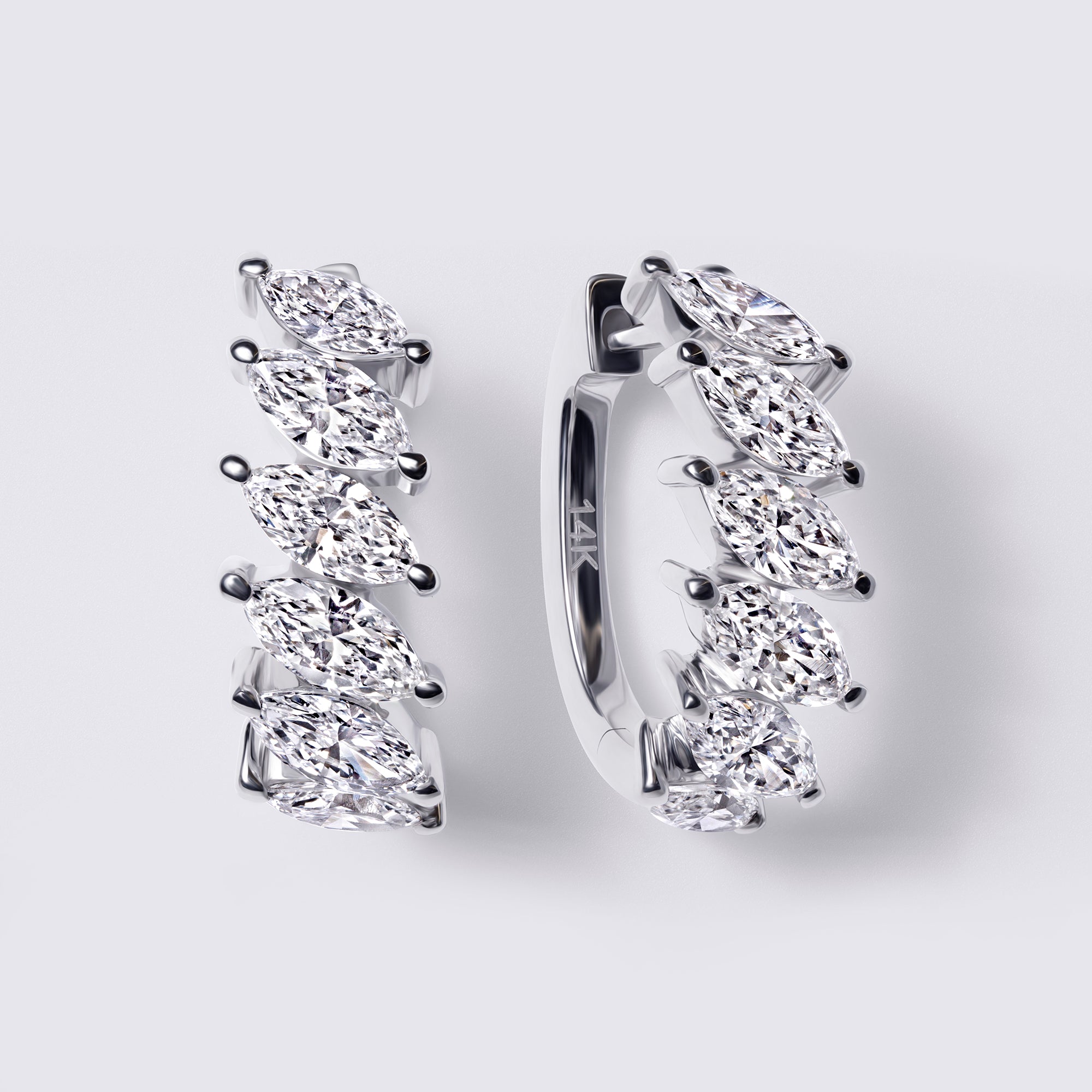Marquise Diamond Huggie Earrings