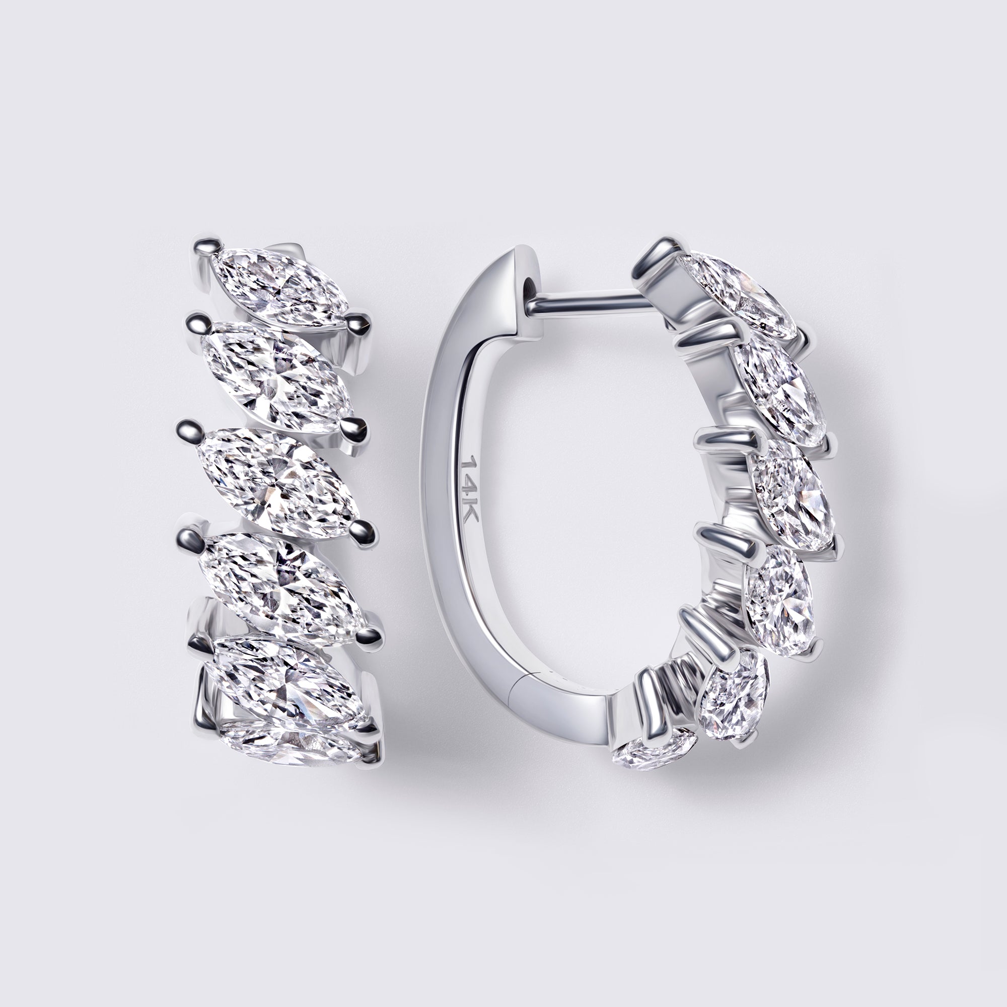 Marquise Diamond Huggie Earrings