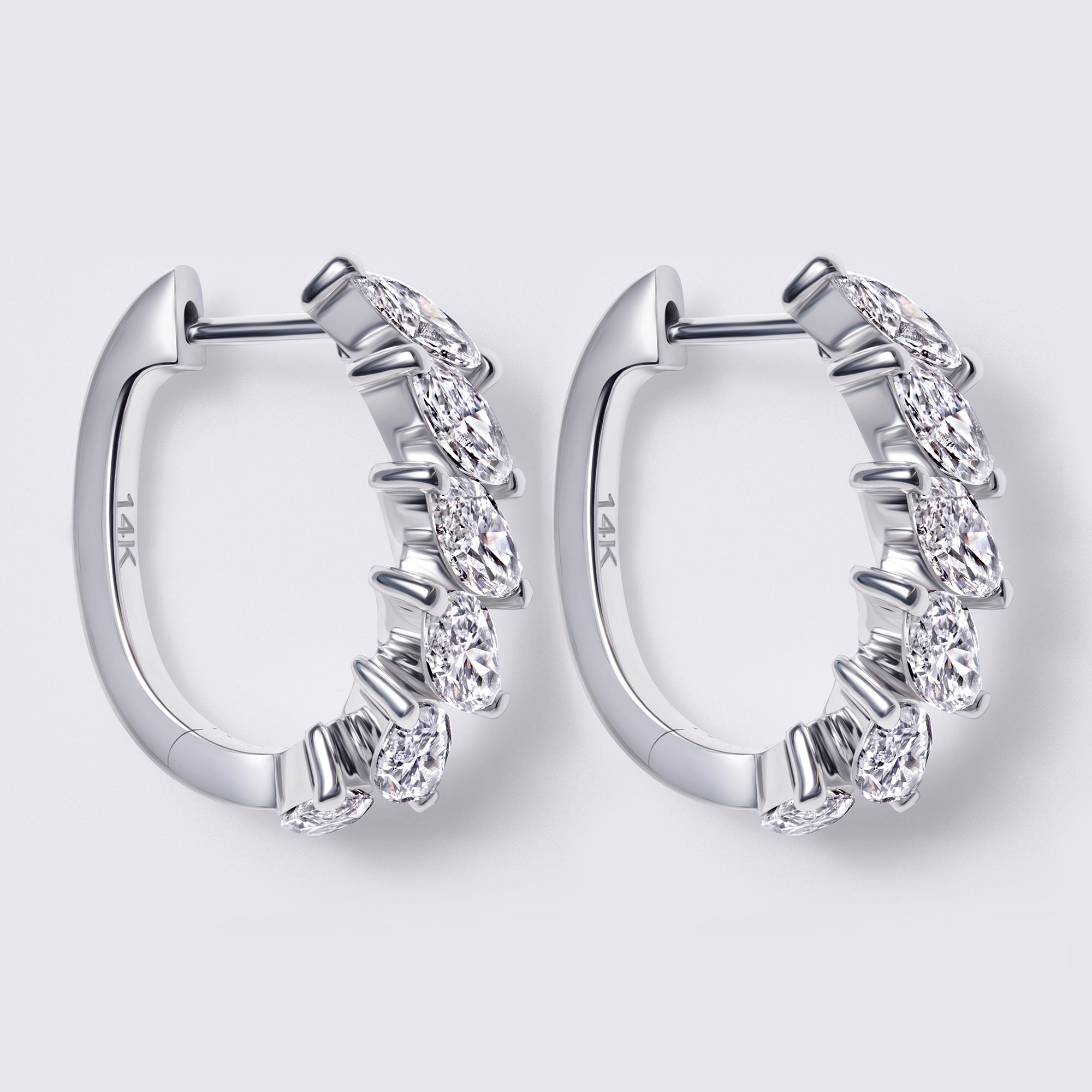 Marquise Diamond Huggie Earrings