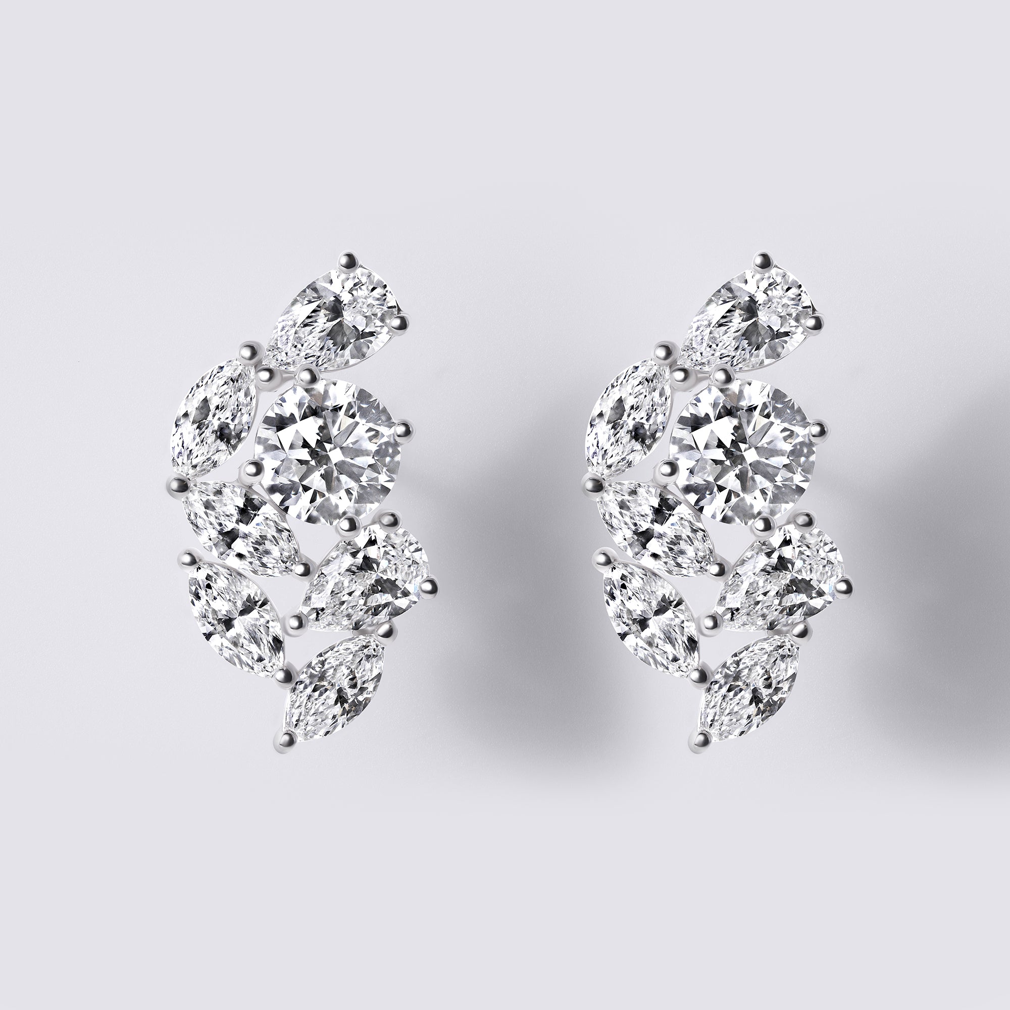 Mixed Shape Diamond Ear Crawler Earrings