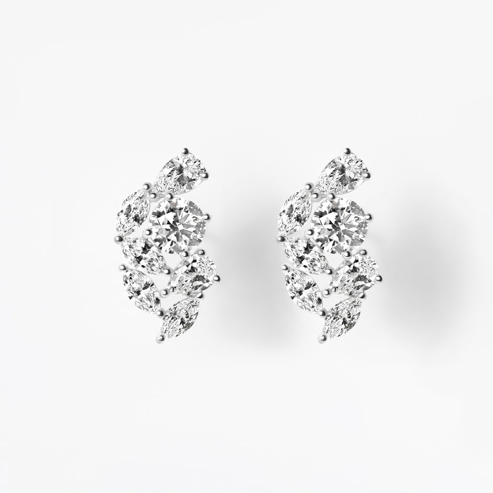 Mixed Shape Diamond Crawler Earrings