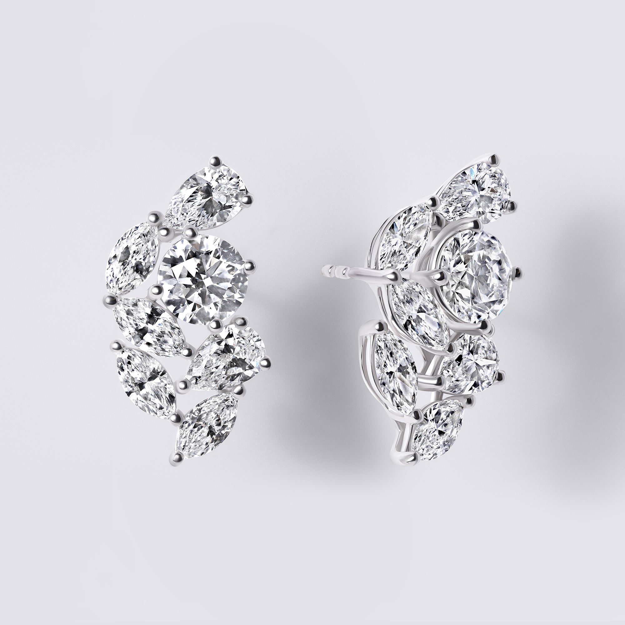 Mixed Shape Diamond Ear Crawler Earrings
