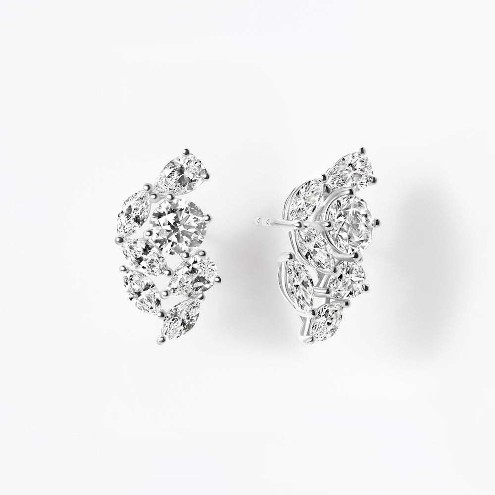 Mixed Shape Diamond Crawler Earrings
