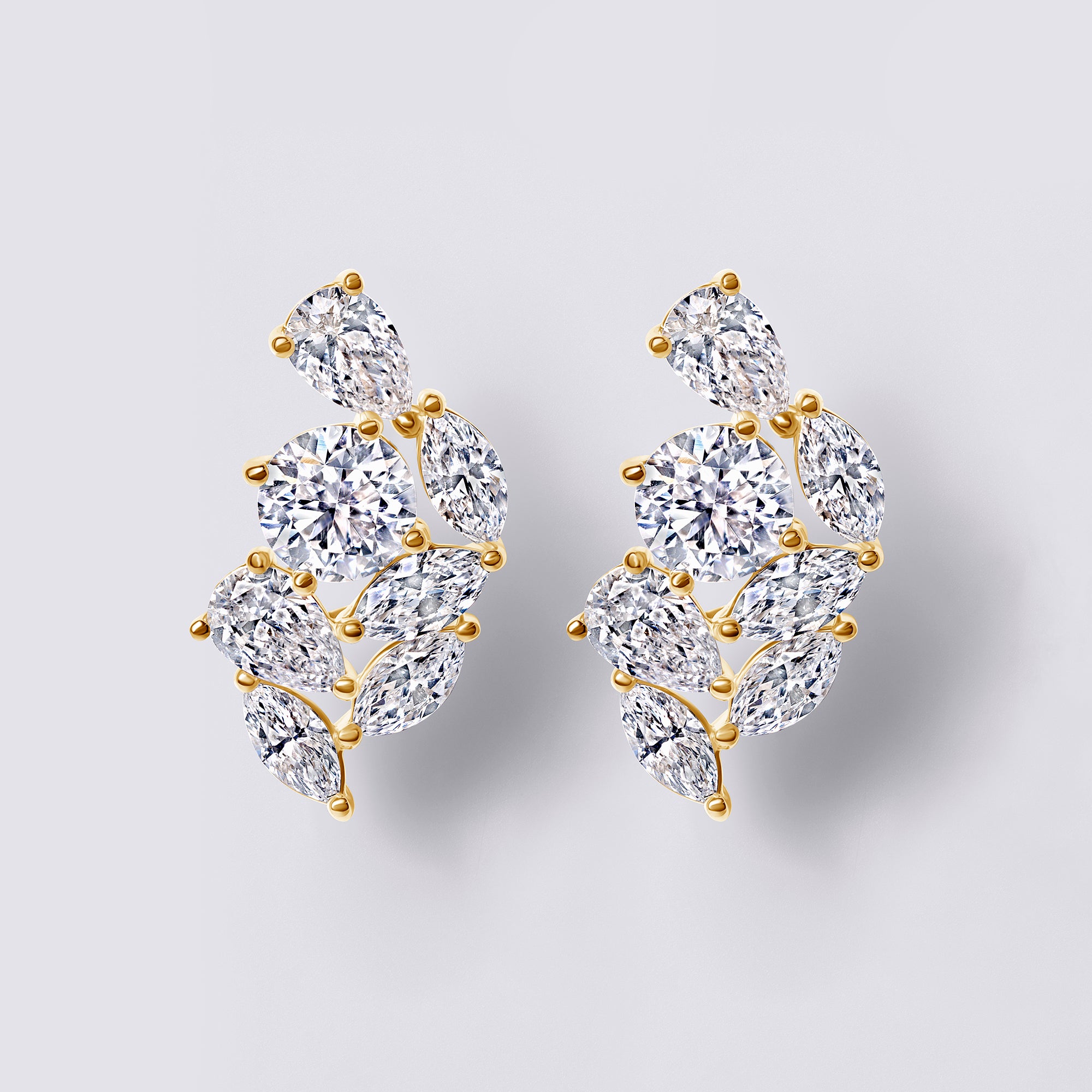 Mixed Shape Diamond Ear Crawler Earrings