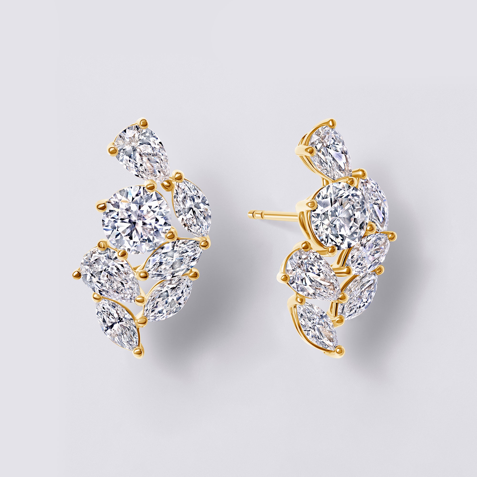 Mixed Shape Diamond Ear Crawler Earrings