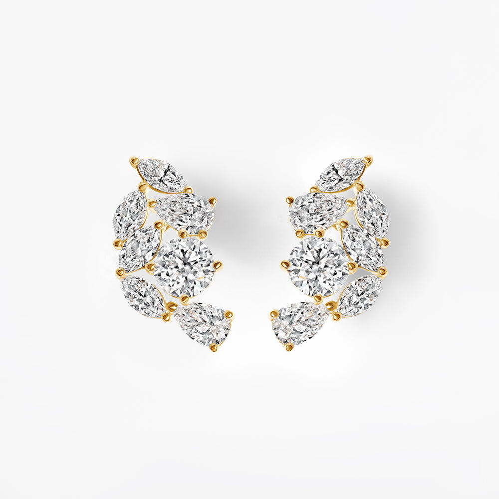 Mixed Shape Diamond Crawler Earrings