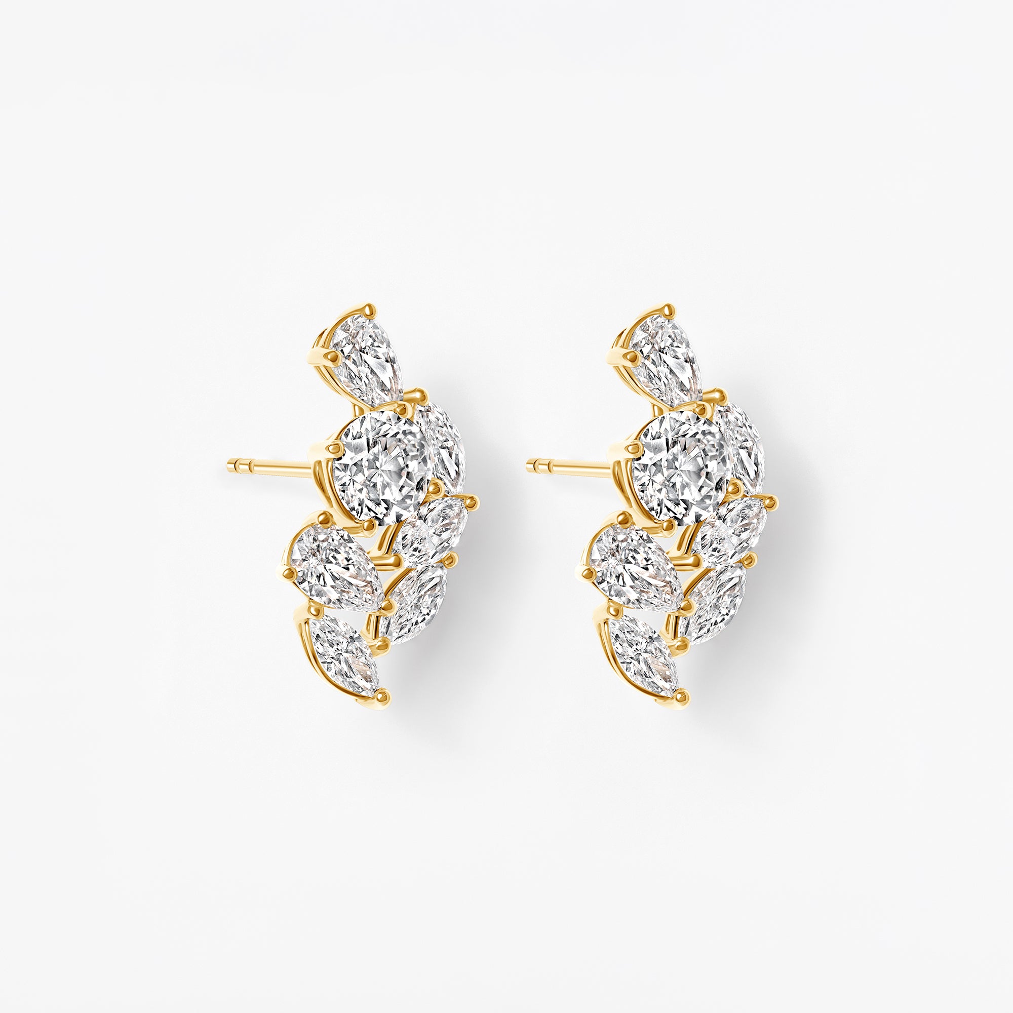 Mixed Shape Diamond Ear Crawler Earrings