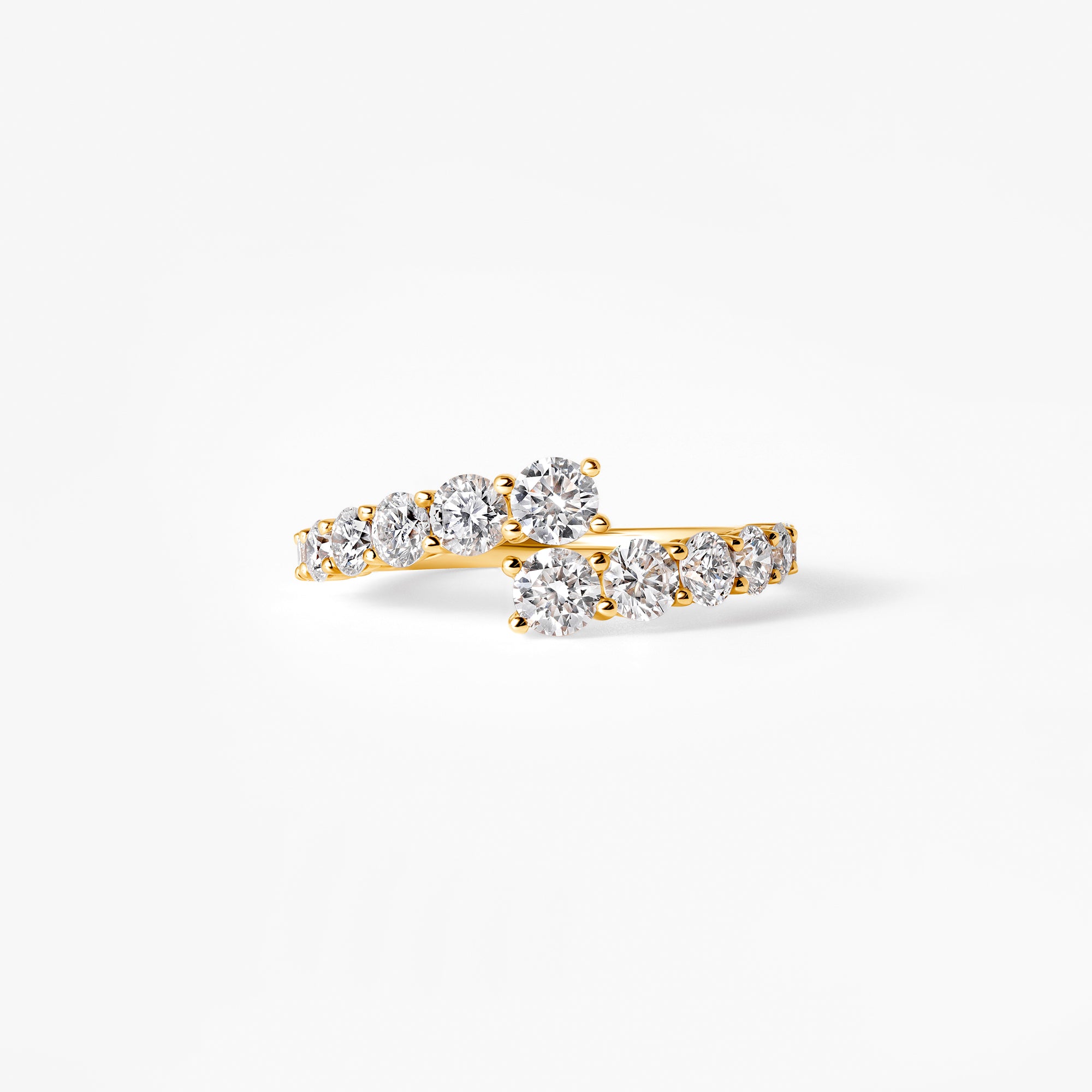 Round Diamond Petite Graduated Wrap Ring