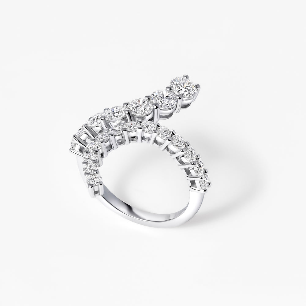 Round Diamond Wrap Bypass Ring