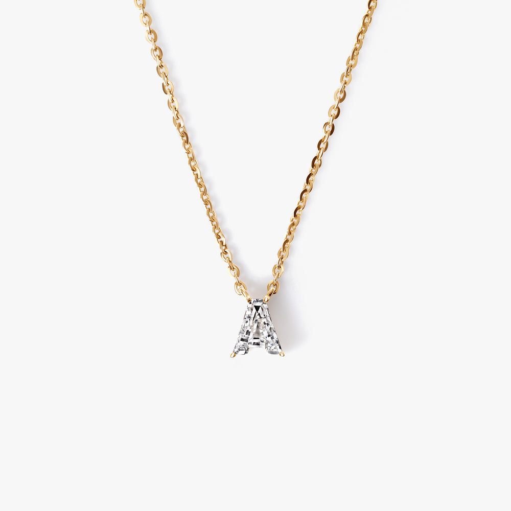 Single-Cut Diamond Initial Pendant Necklace