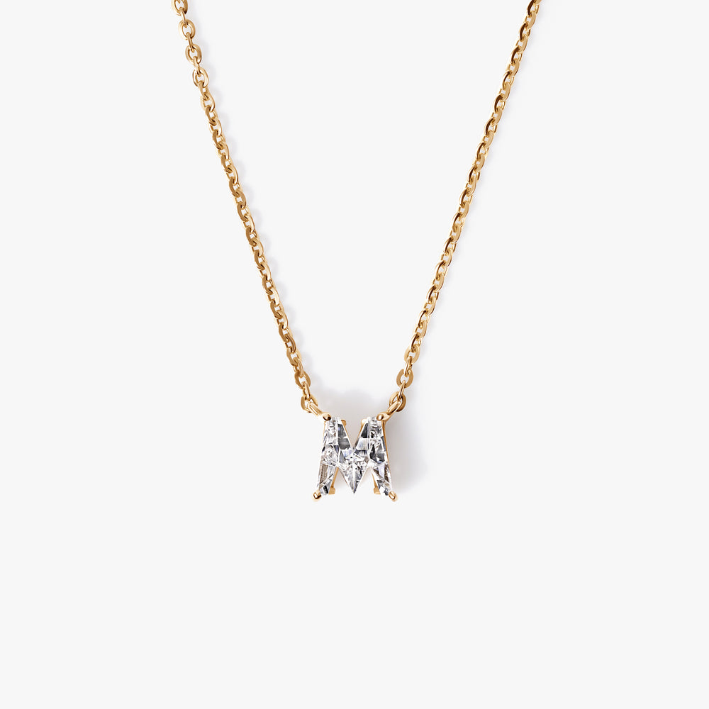 Single-Cut Diamond Initial Pendant Necklace