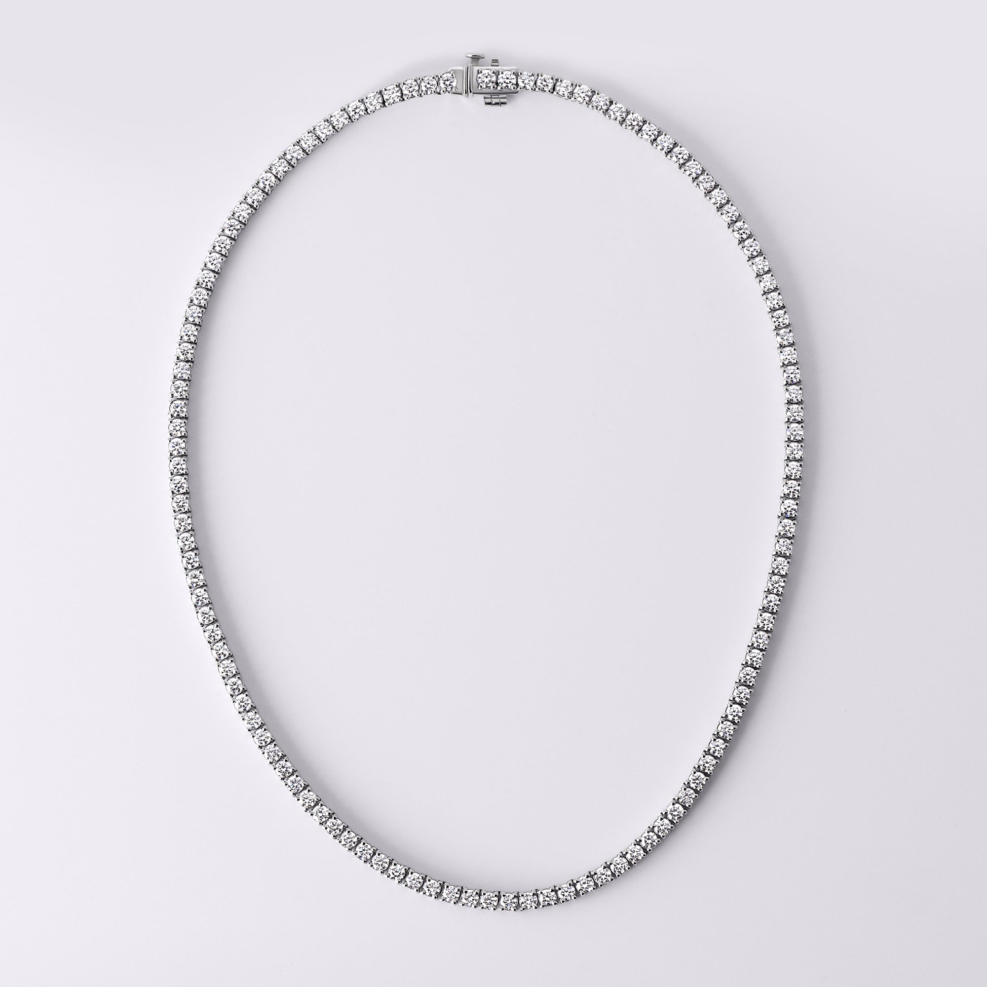 Diamond Classics Lab Grown Round 4 Prong Tennis Necklace (15CTW), White Gold