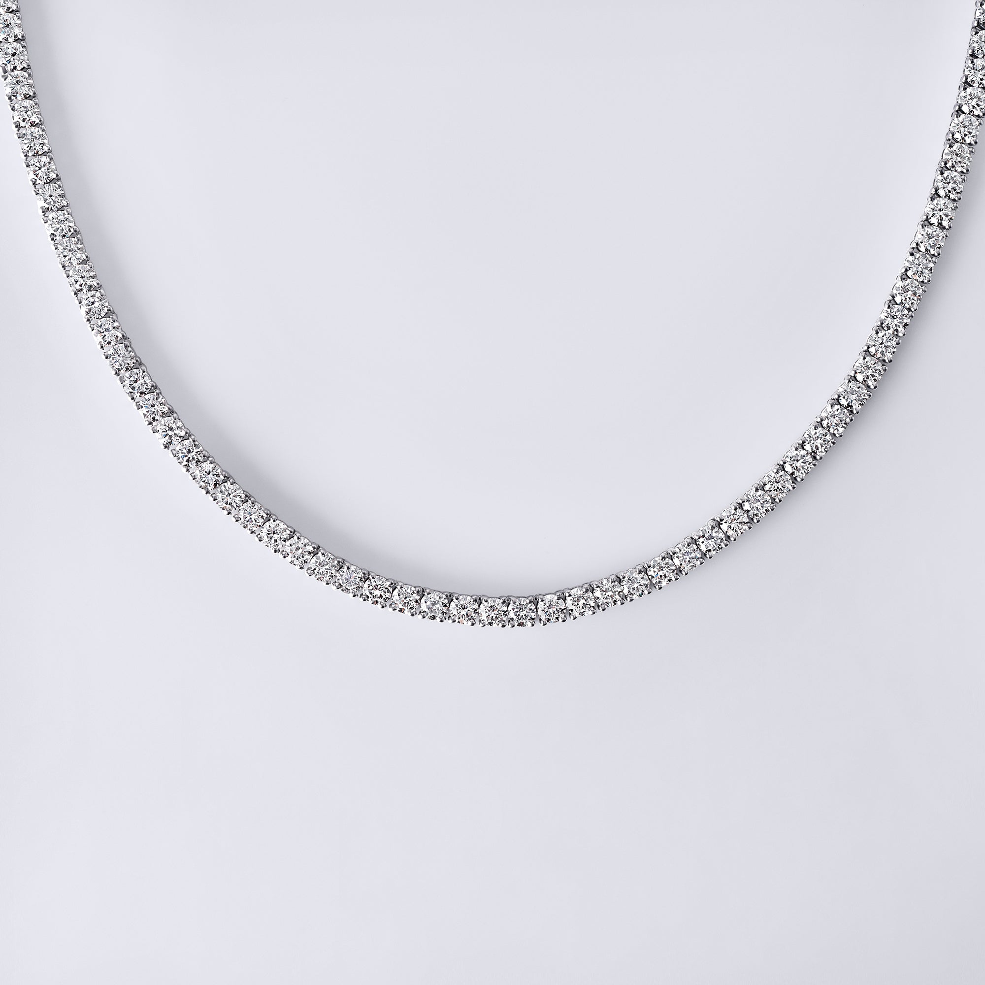 Round Diamond 4 Prong Tennis Necklace