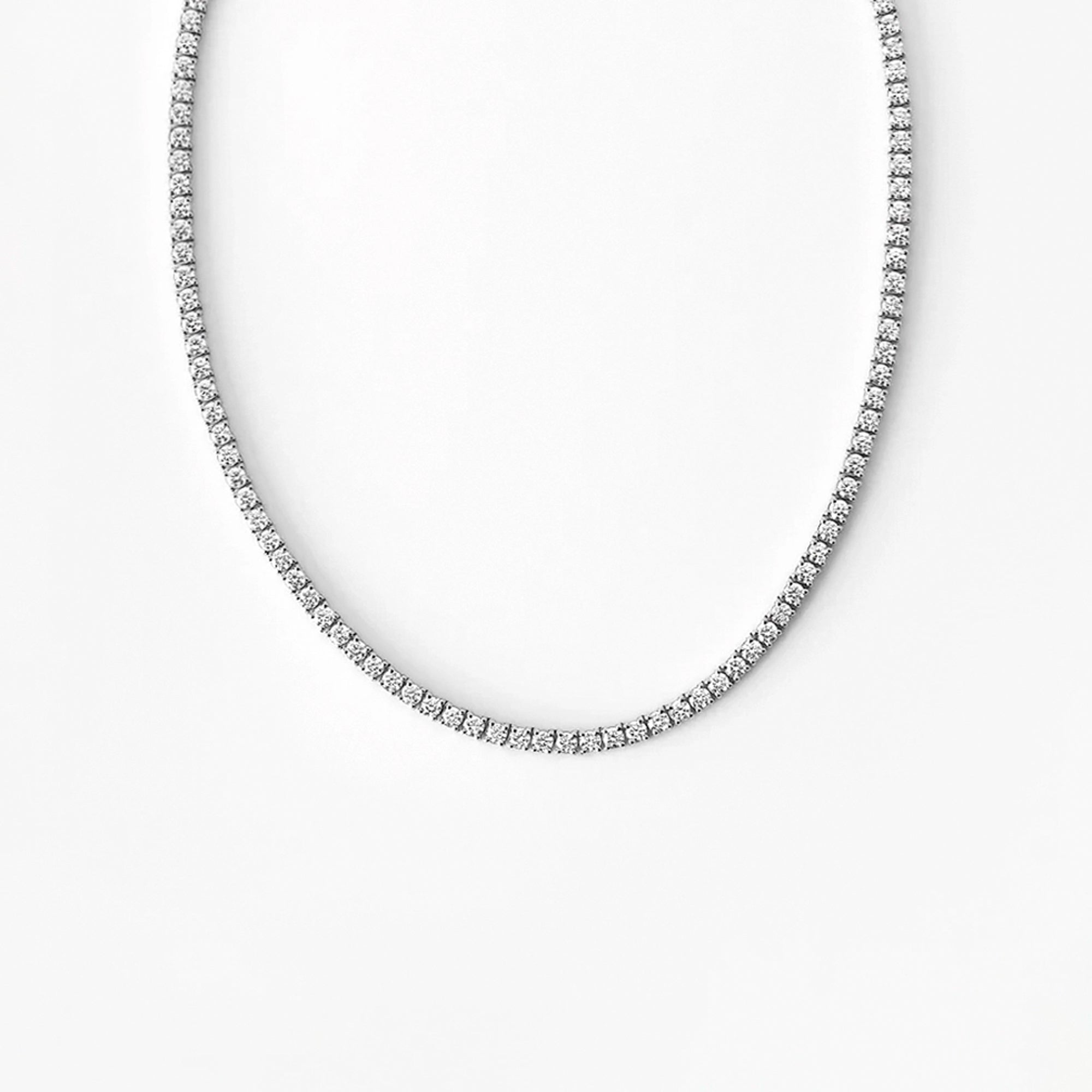 Round Diamond Tennis Necklace