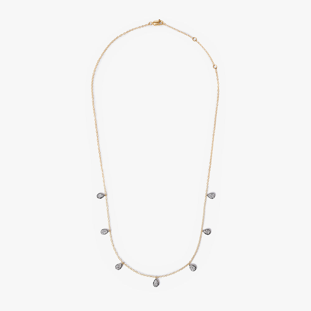 Pear Diamond Black Rhodium Station Necklace