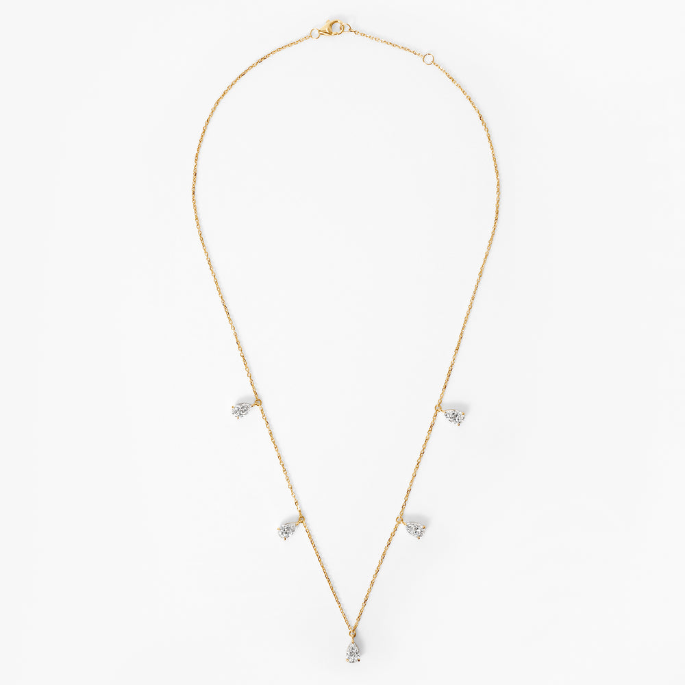 Pear Diamond Station Necklace