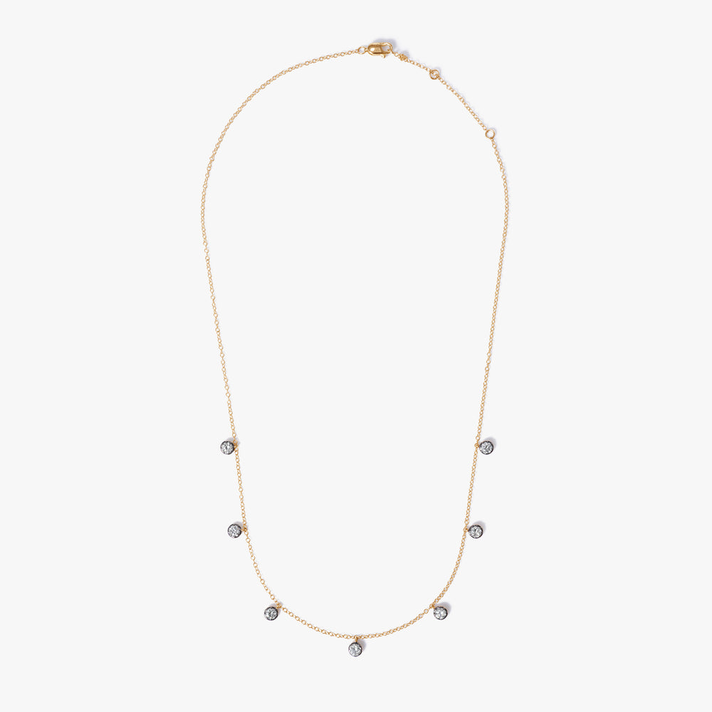 Round Diamond Black Rhodium Station Necklace