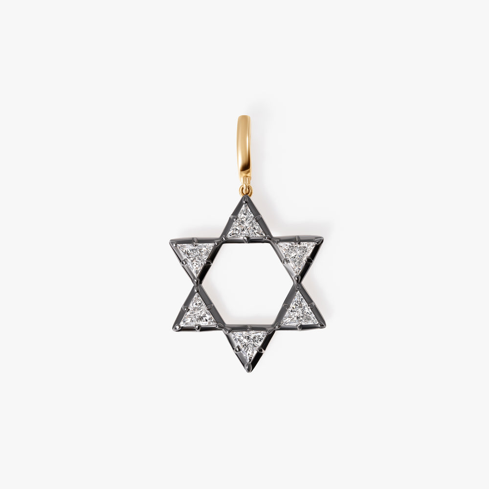Diamond Black Rhodium Star of David Pendant