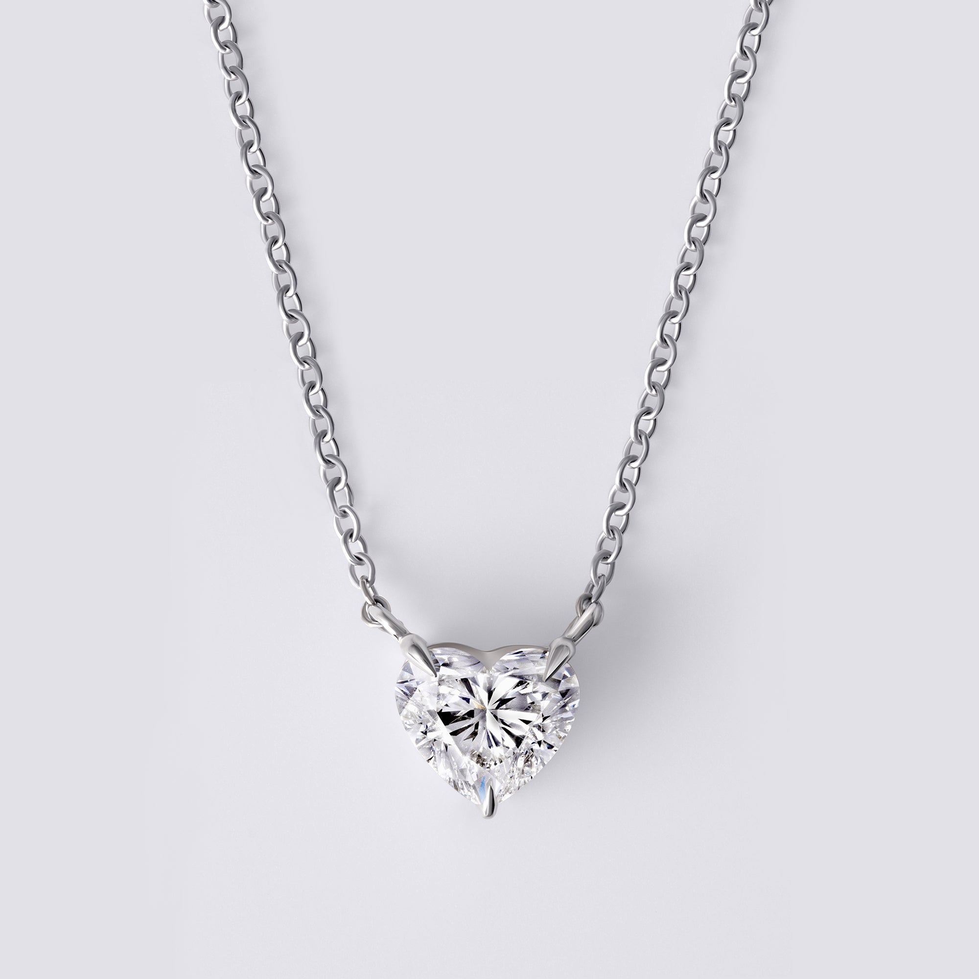 Heart Shaped Solitaire Pendant (1CTW), White Gold