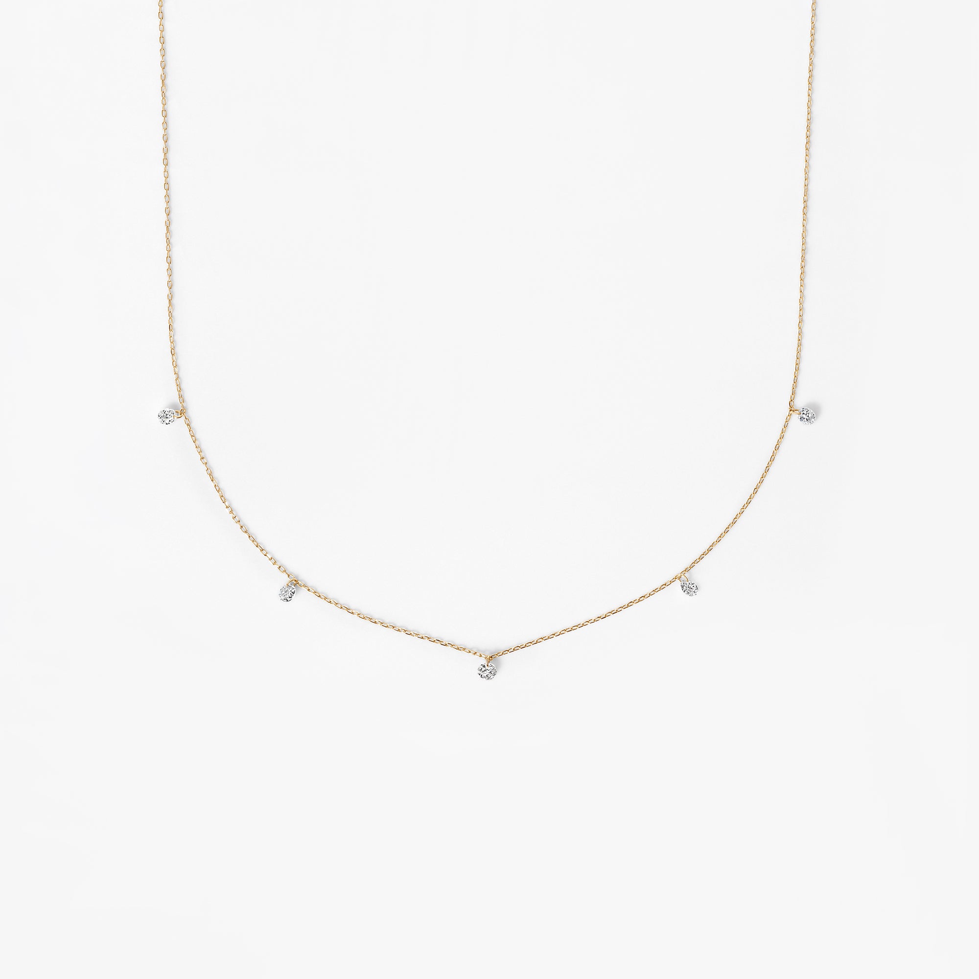 Round 5 Drilled Diamond Station Necklace