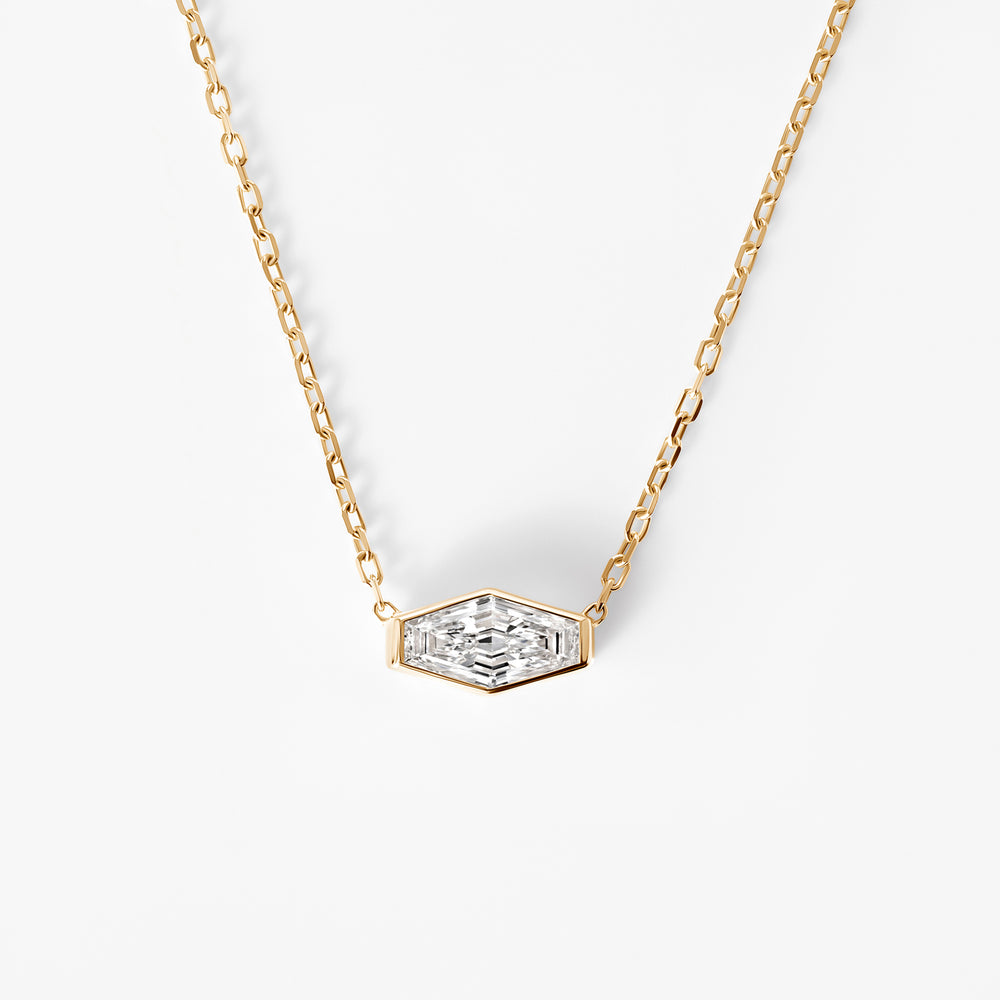 Lozenge Step Cut Diamond Bezel Set Pendant Necklace
