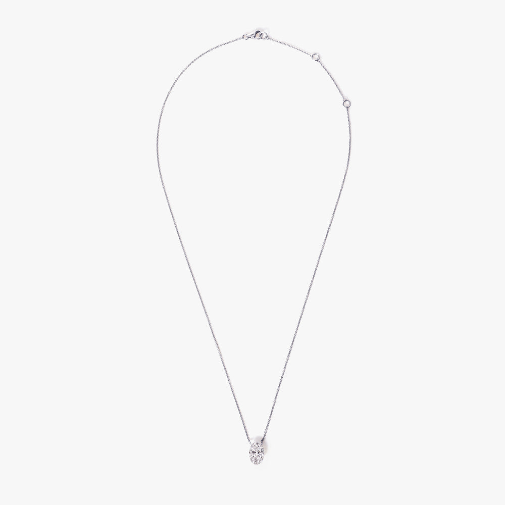 Oval Drilled Diamond Pendant Necklace