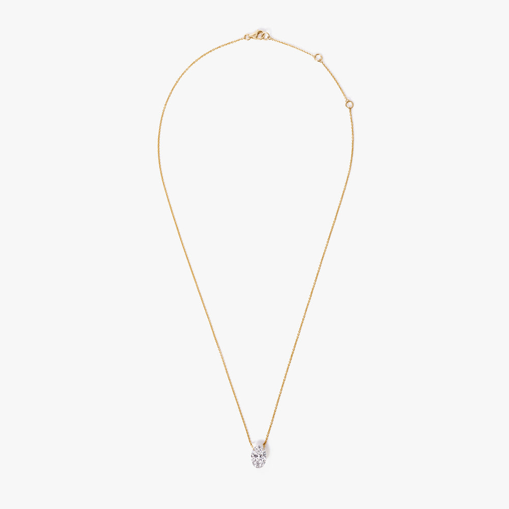 Oval Drilled Diamond Pendant Necklace