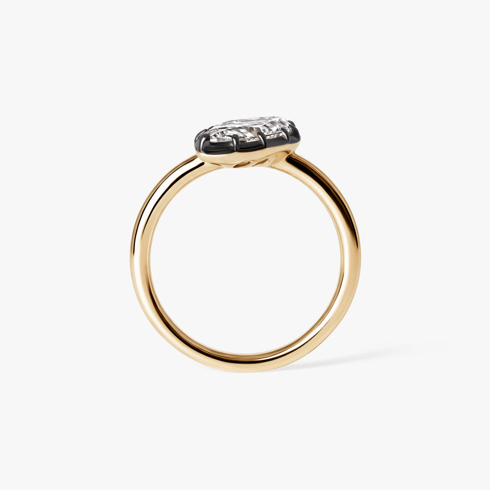 Marquise Diamond Black Rhodium Angled Pinky Ring