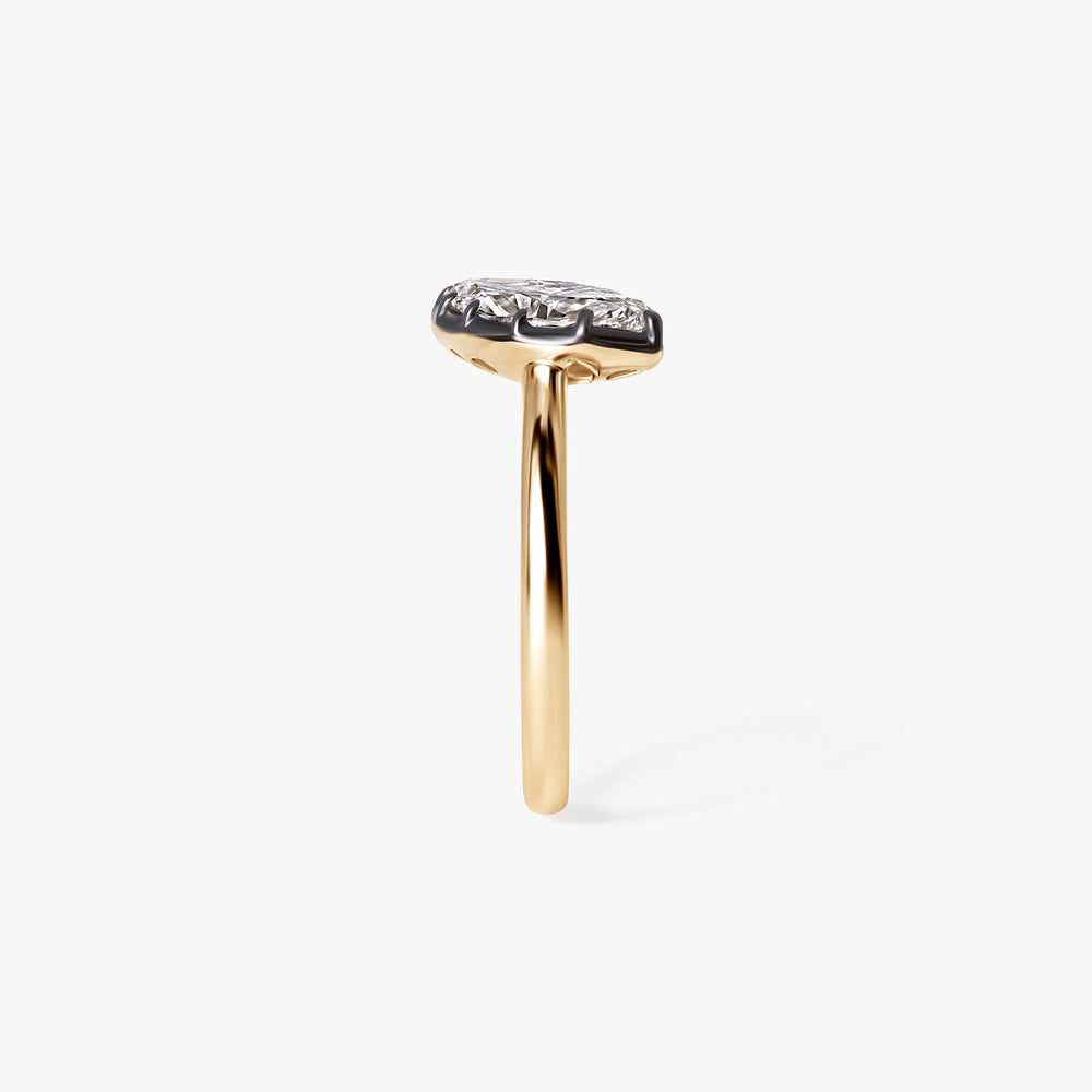 Marquise Diamond Black Rhodium Angled Pinky Ring