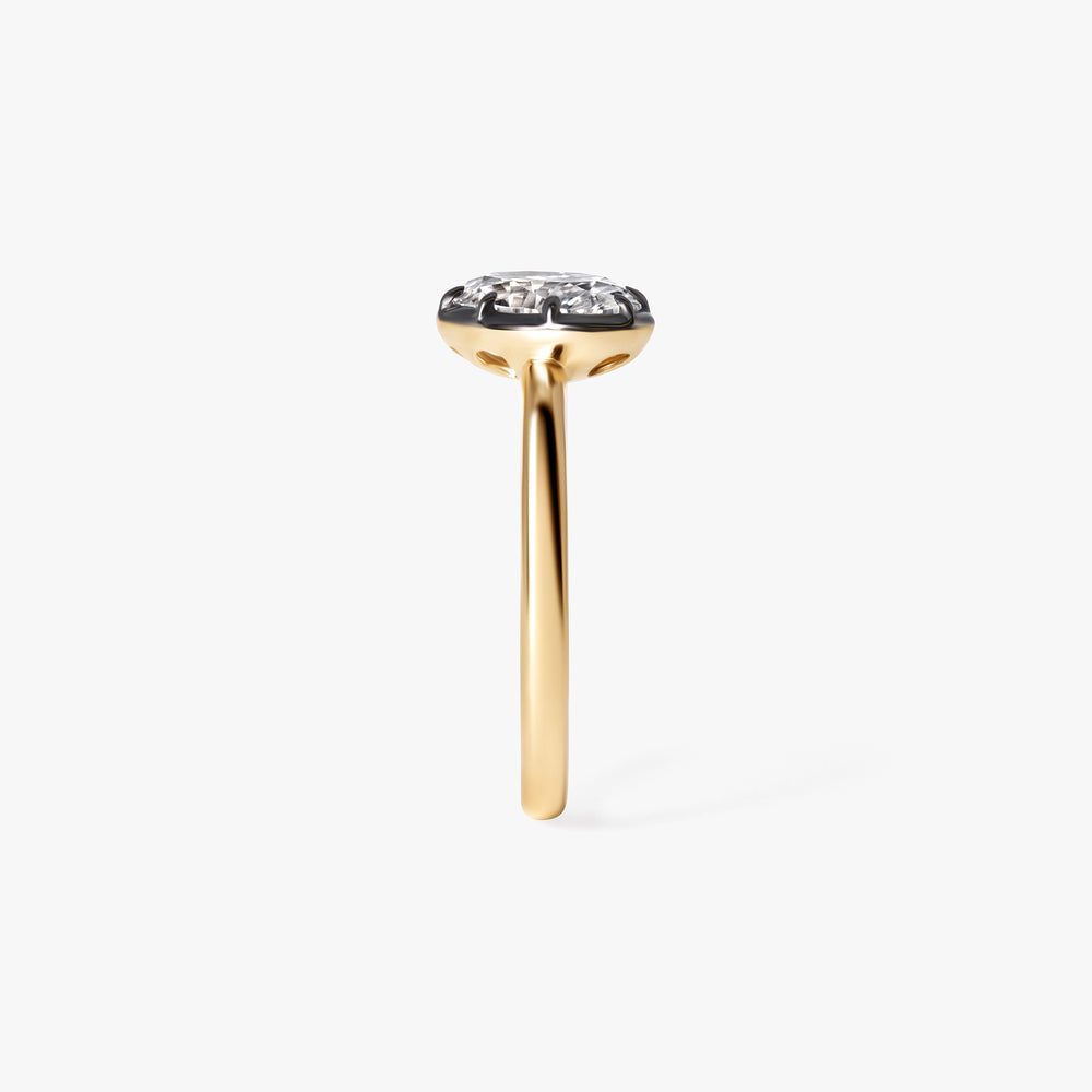Oval Diamond Black Rhodium Angled Pinky Ring
