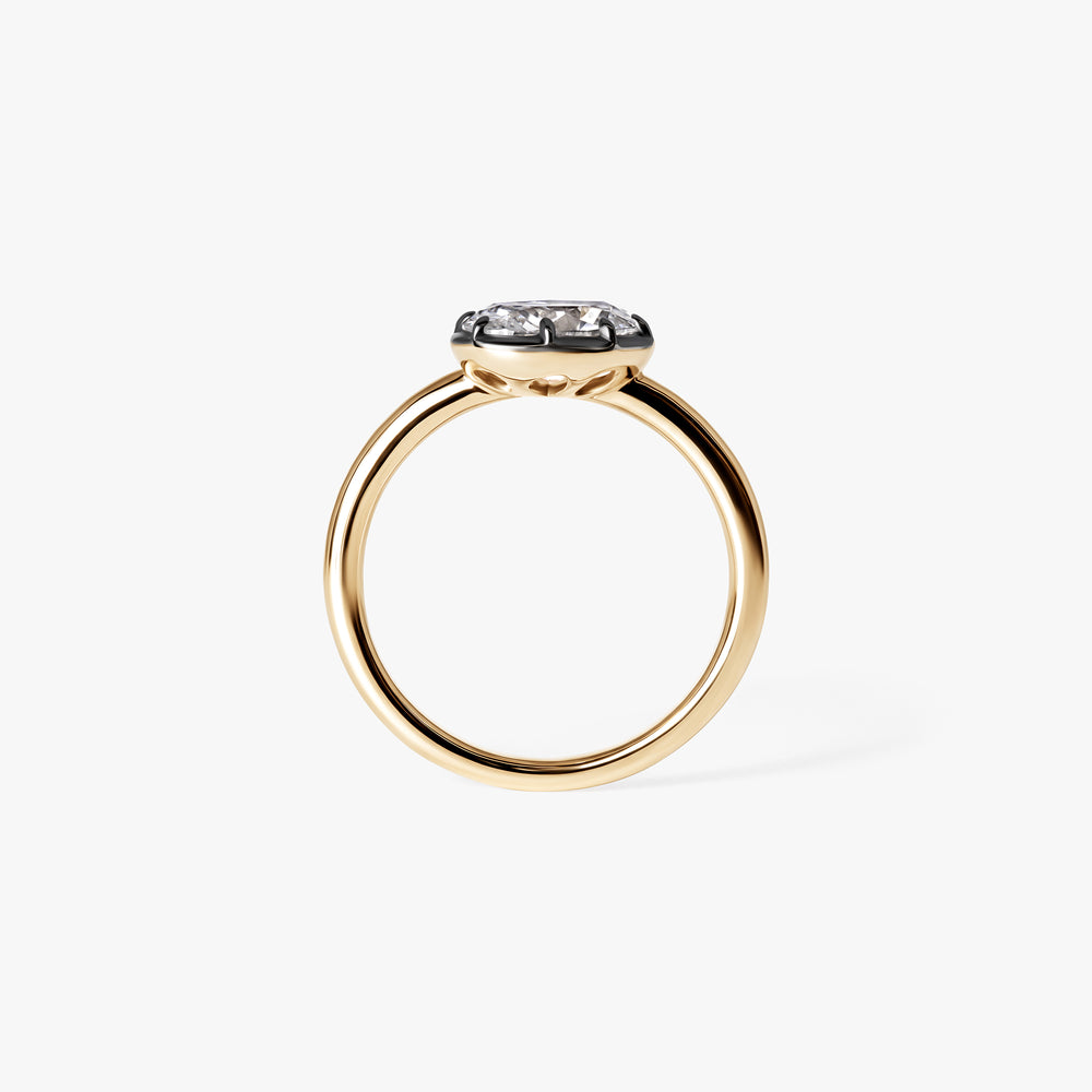Oval Diamond Black Rhodium Angled Pinky Ring