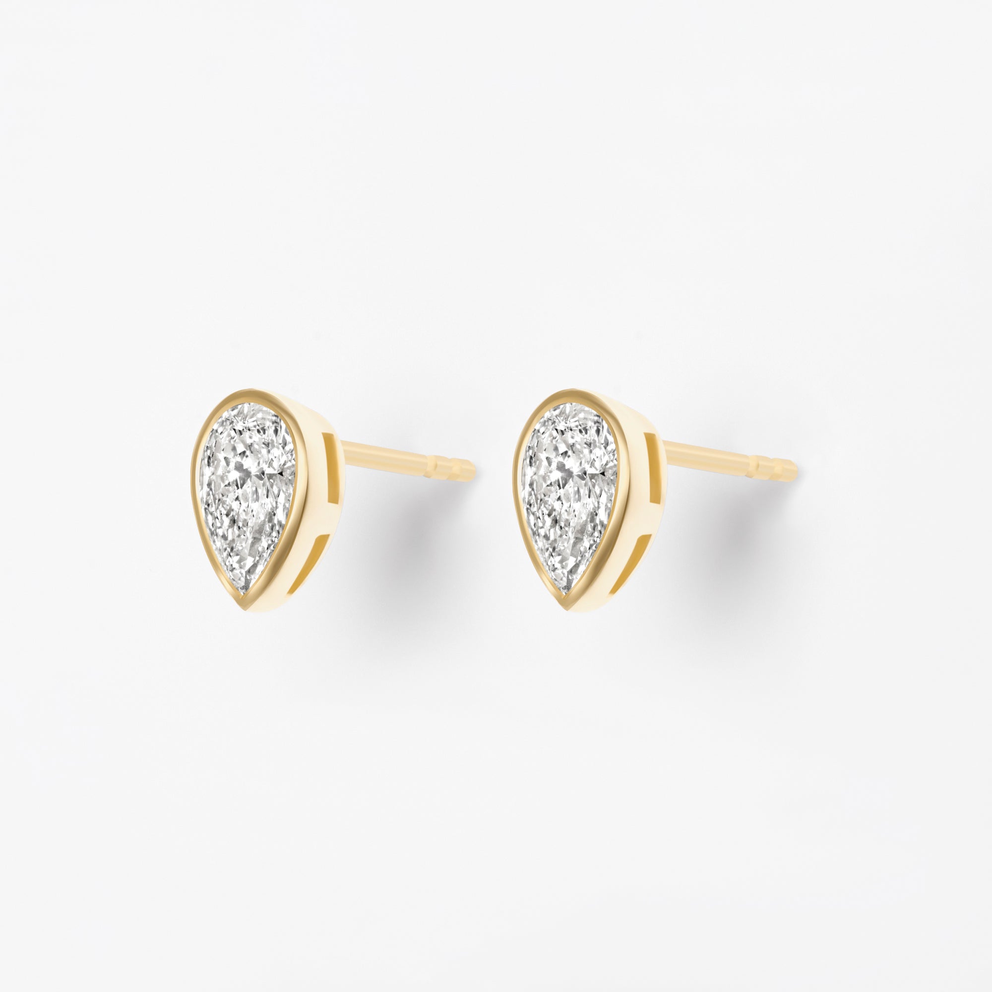 Bezel Set Pear Diamond Stud Earrings