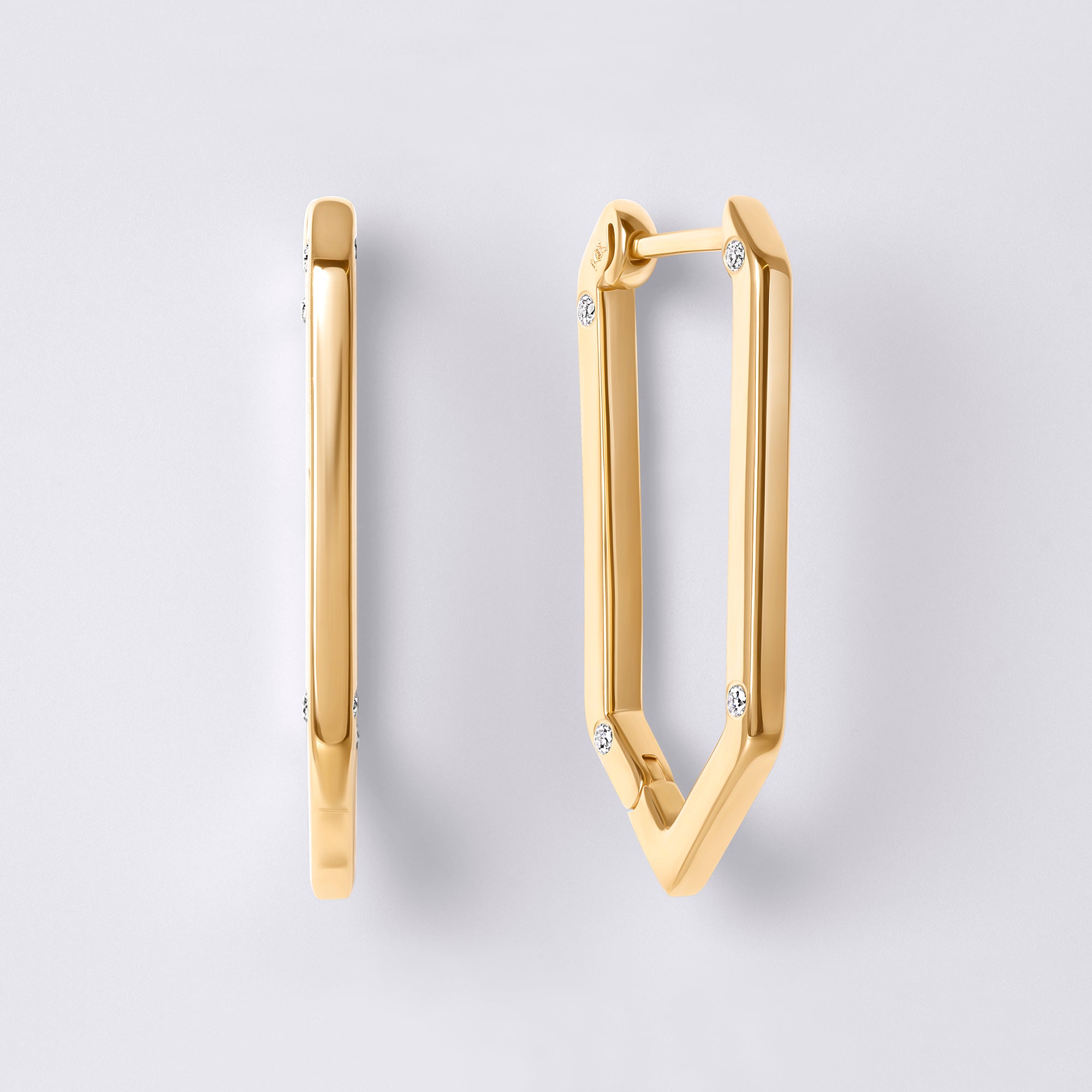 Legacy Love Large Hexagon Hoop with Scattered Diamonds In 14K Yellow Gold