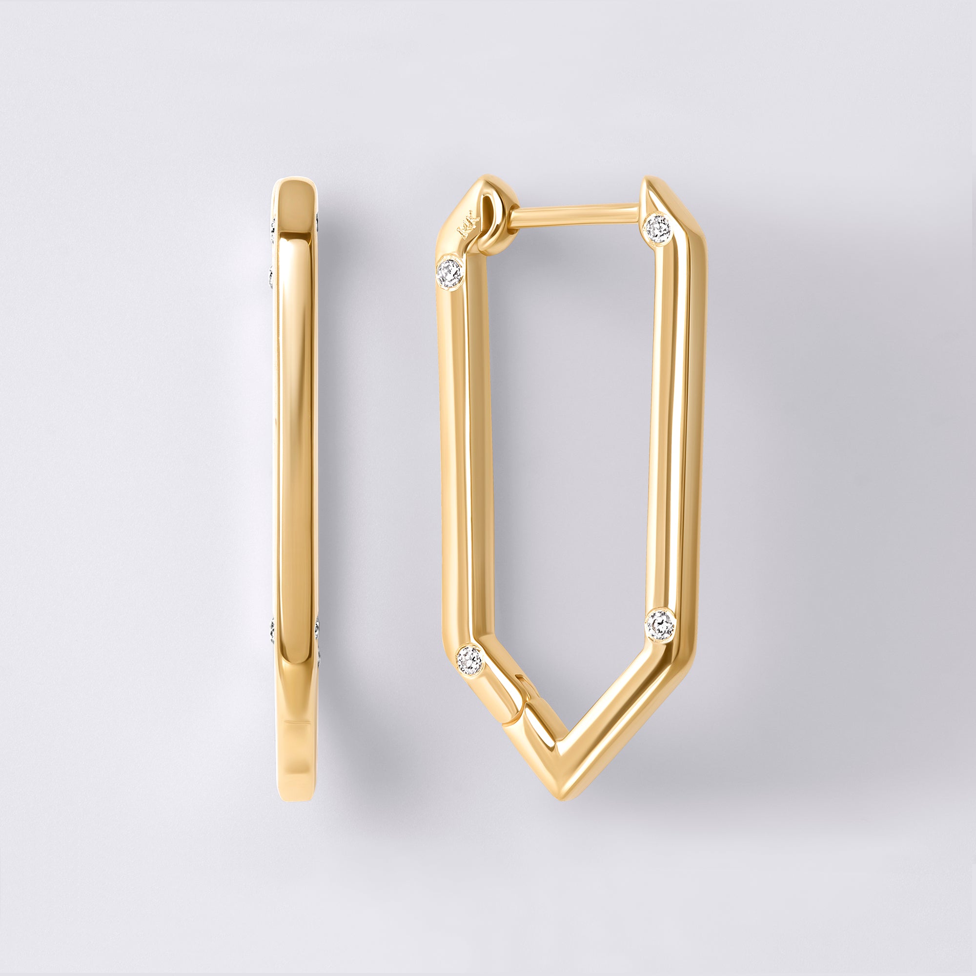 Legacy Love Large Hexagon Hoop with Scattered Diamonds In 14K Yellow Gold