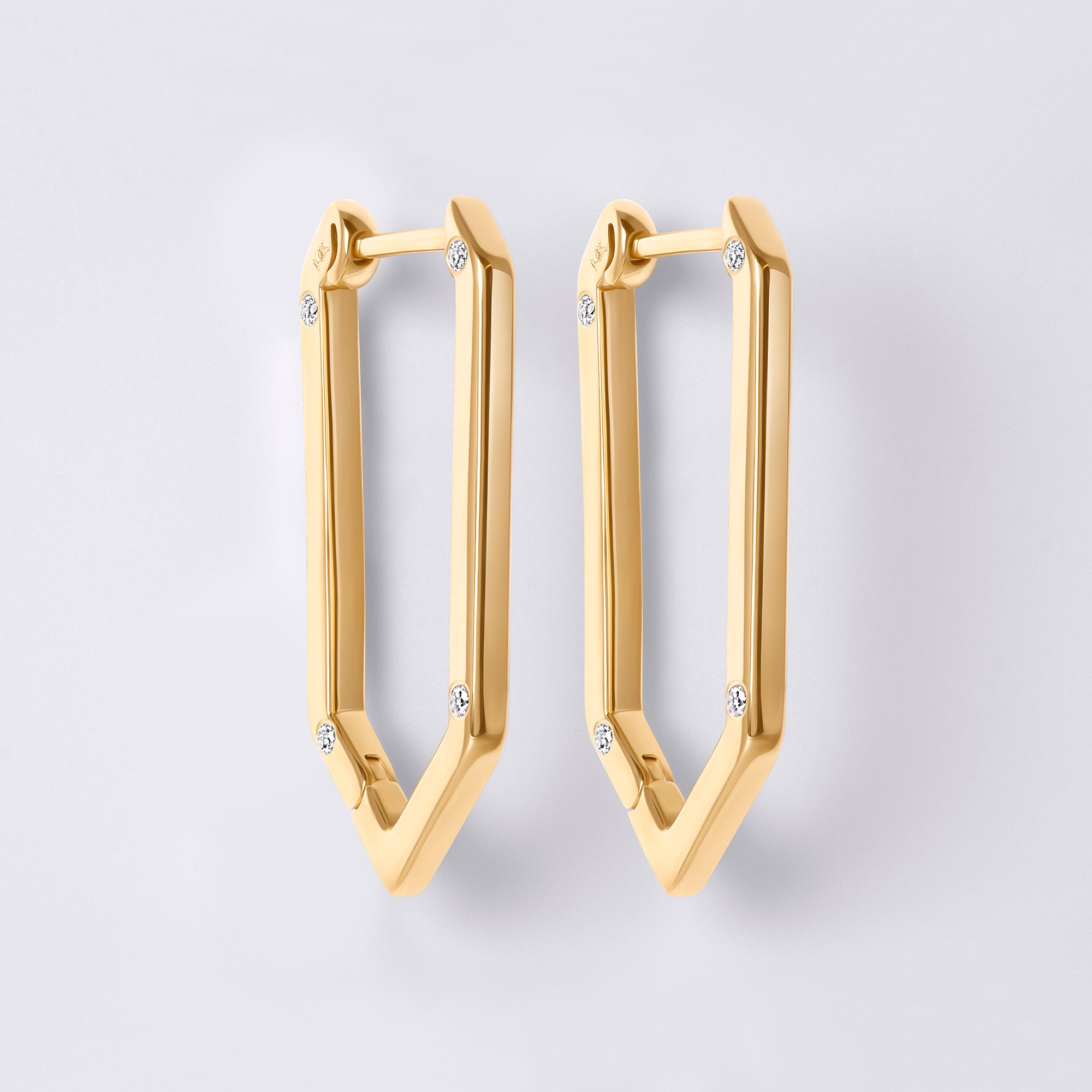 Legacy Love Large Hexagon Hoop with Scattered Diamonds In 14K Yellow Gold