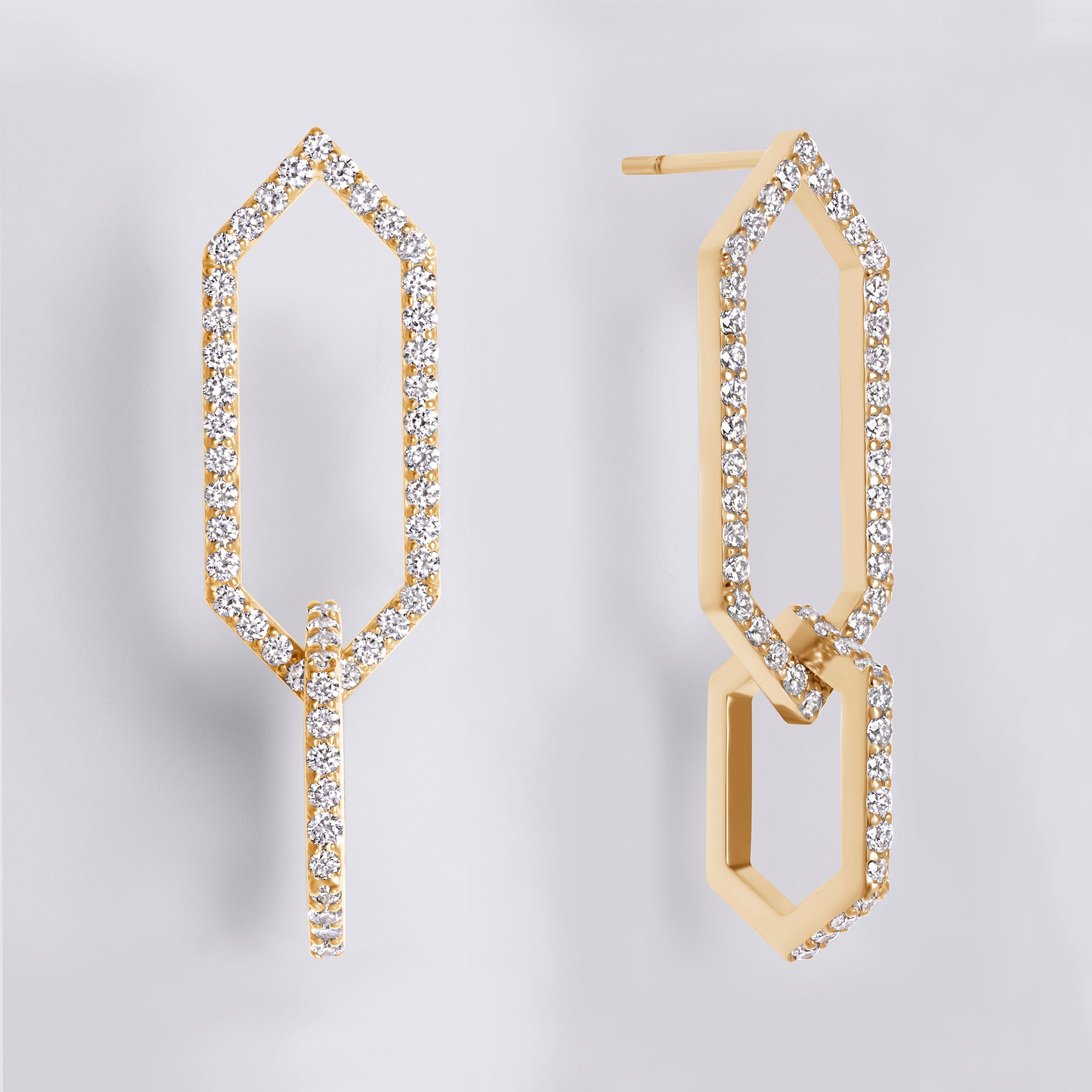 Legacy Love Hexagon Drop Earring In 14K Yellow Gold