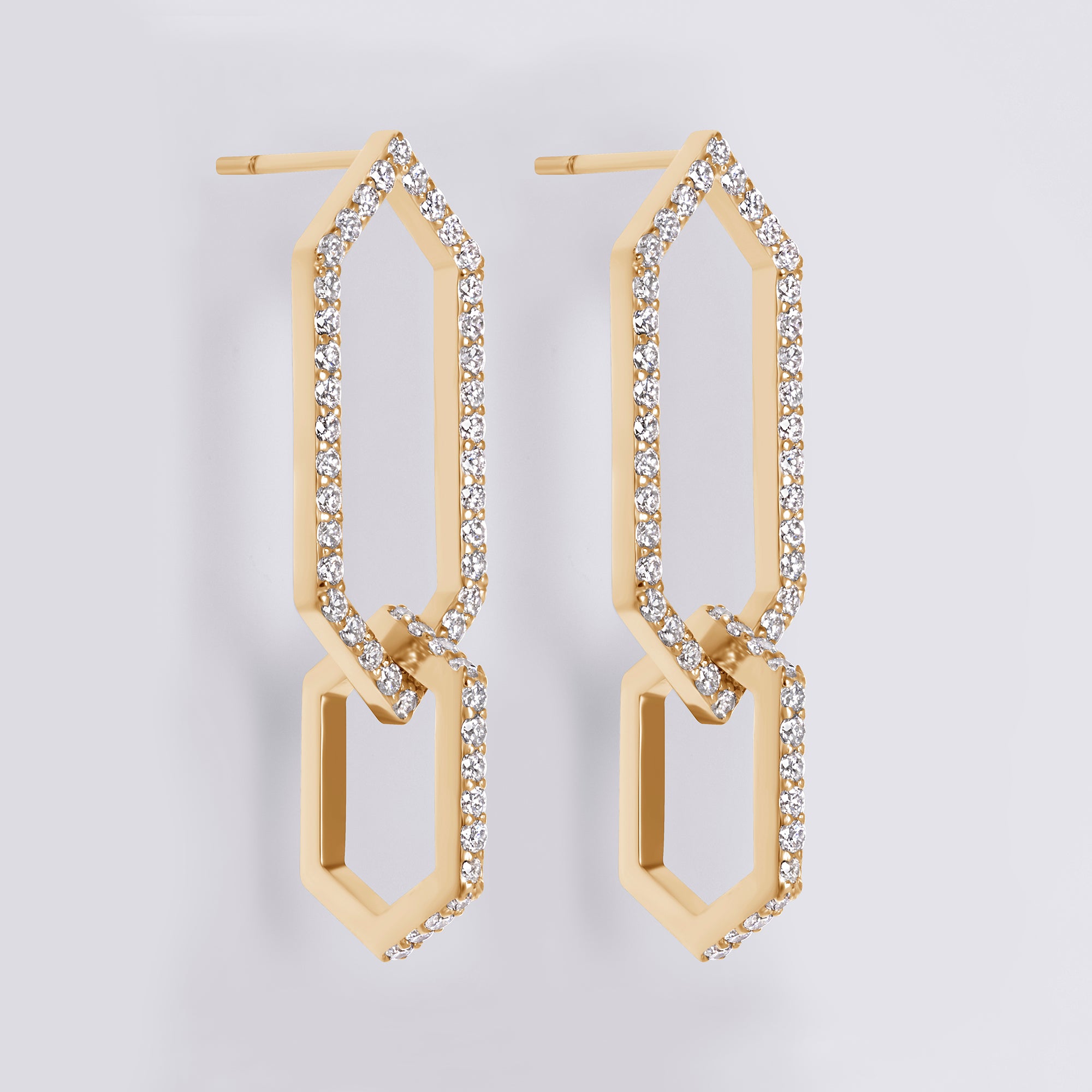 Legacy Love Hexagon Drop Earring In 14K Yellow Gold