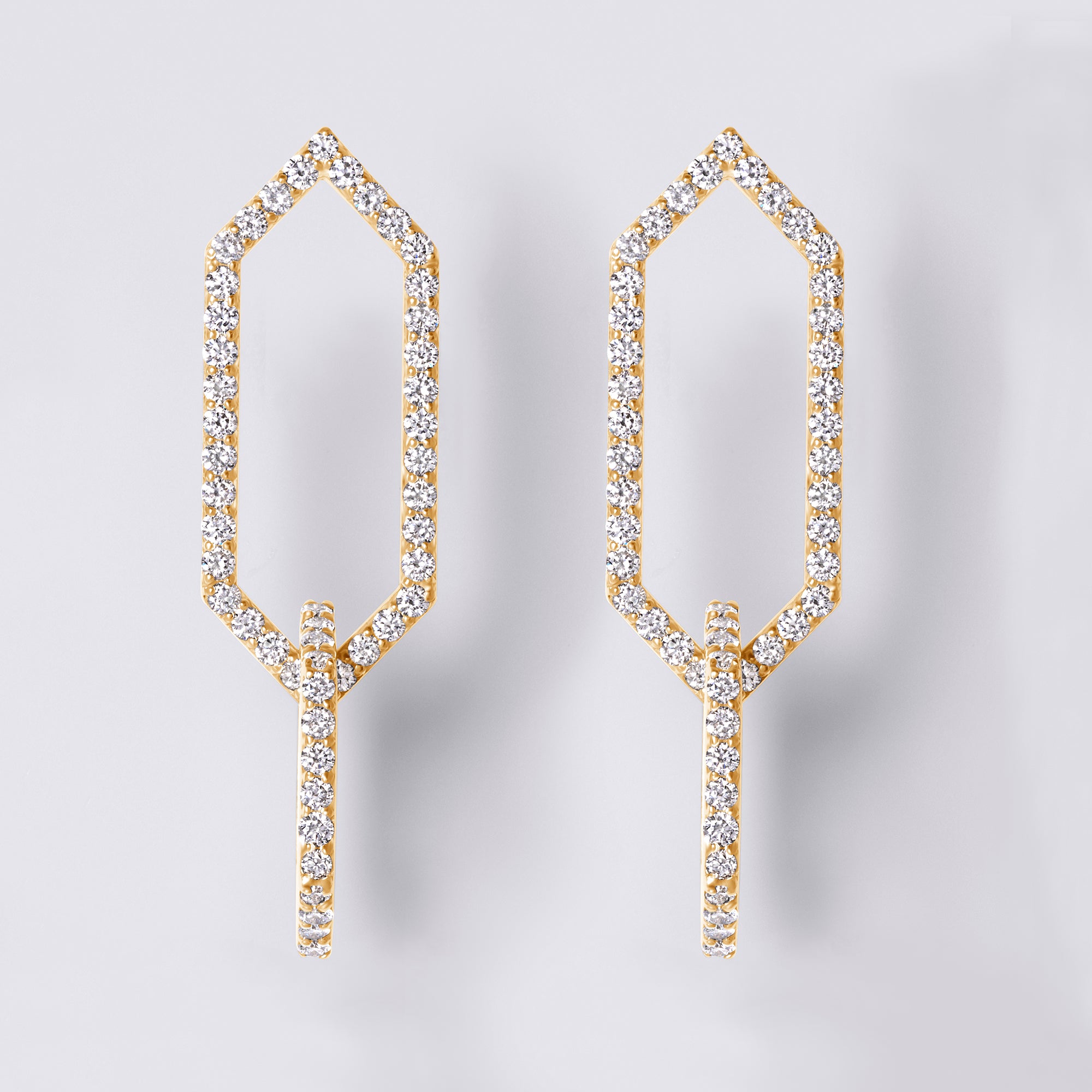 Legacy Love Hexagon Drop Earring In 14K Yellow Gold