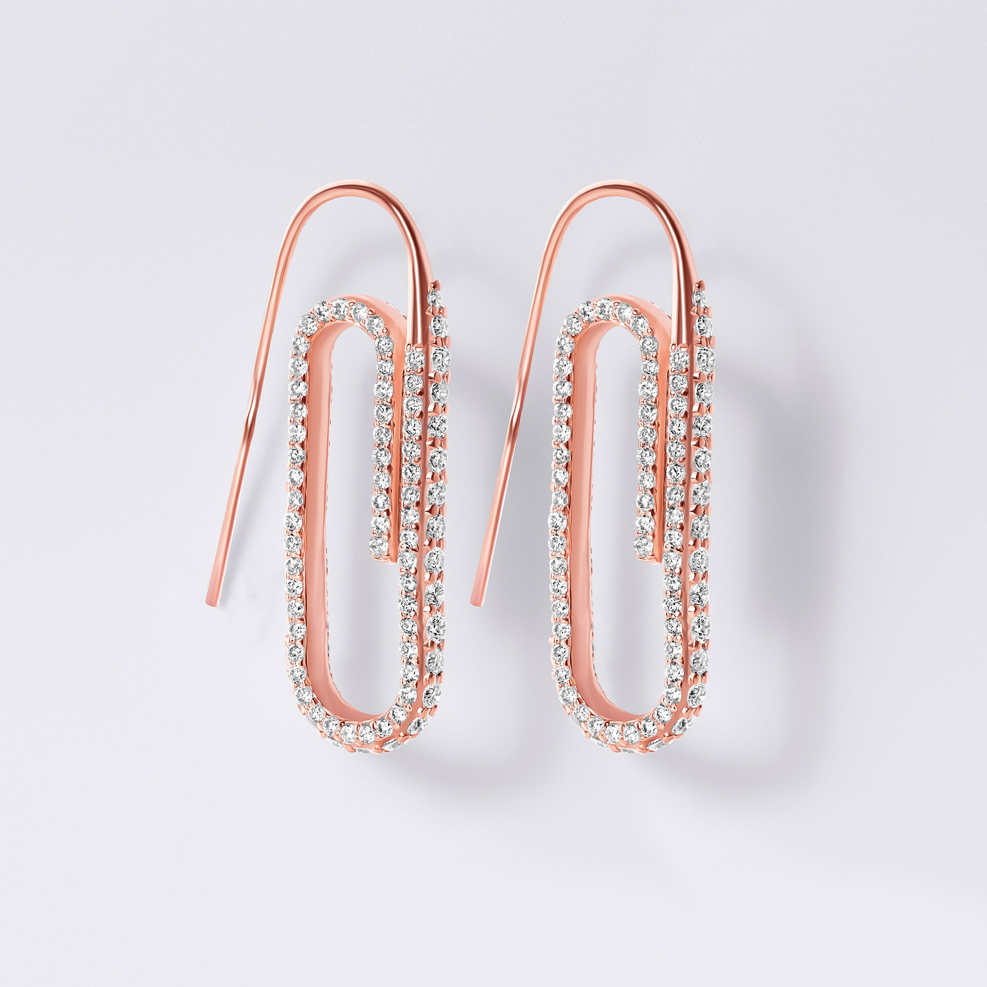 Paperclip Pave Earrings, Rose Gold