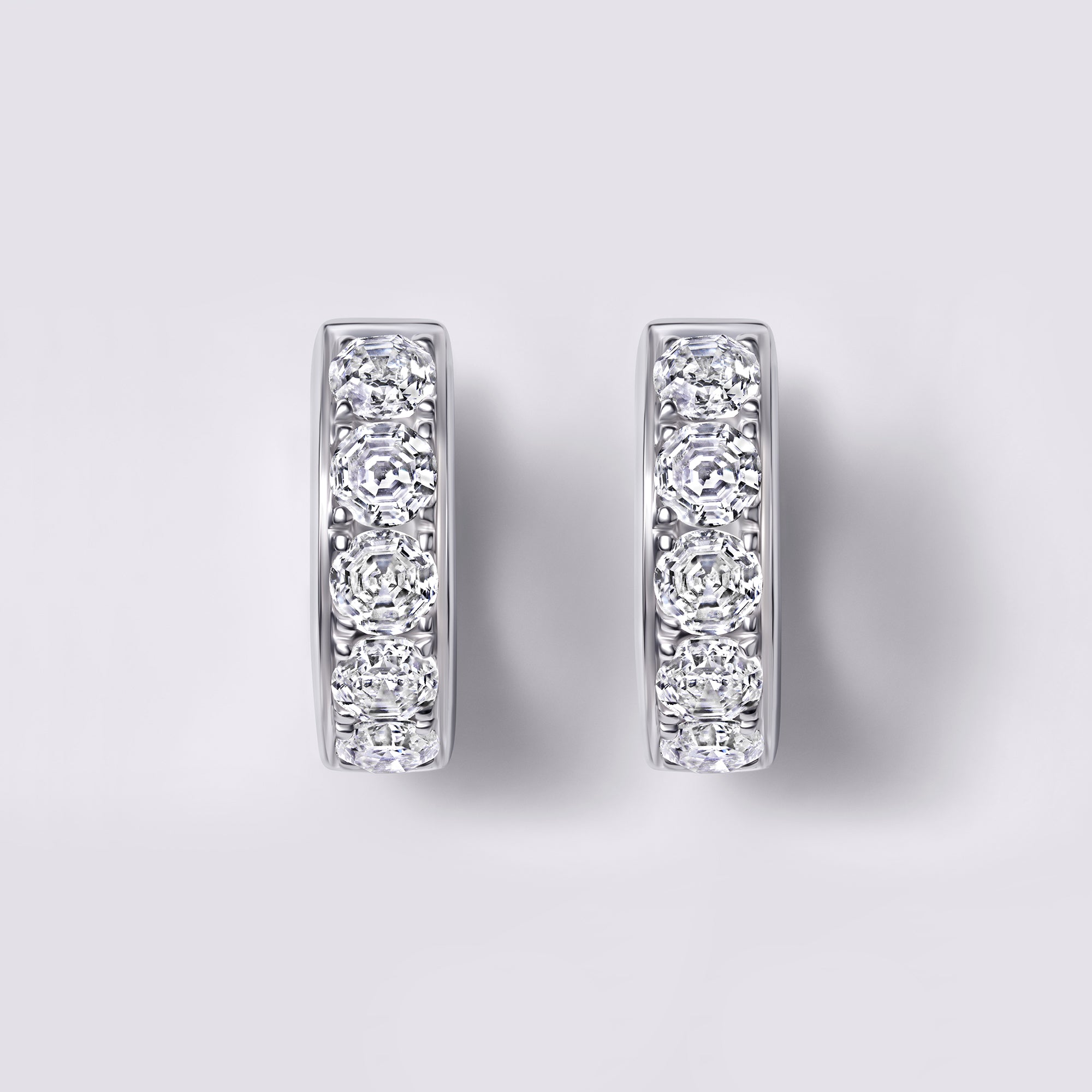 Round Soleil Cut Diamond Channel Set Huggie Earrings