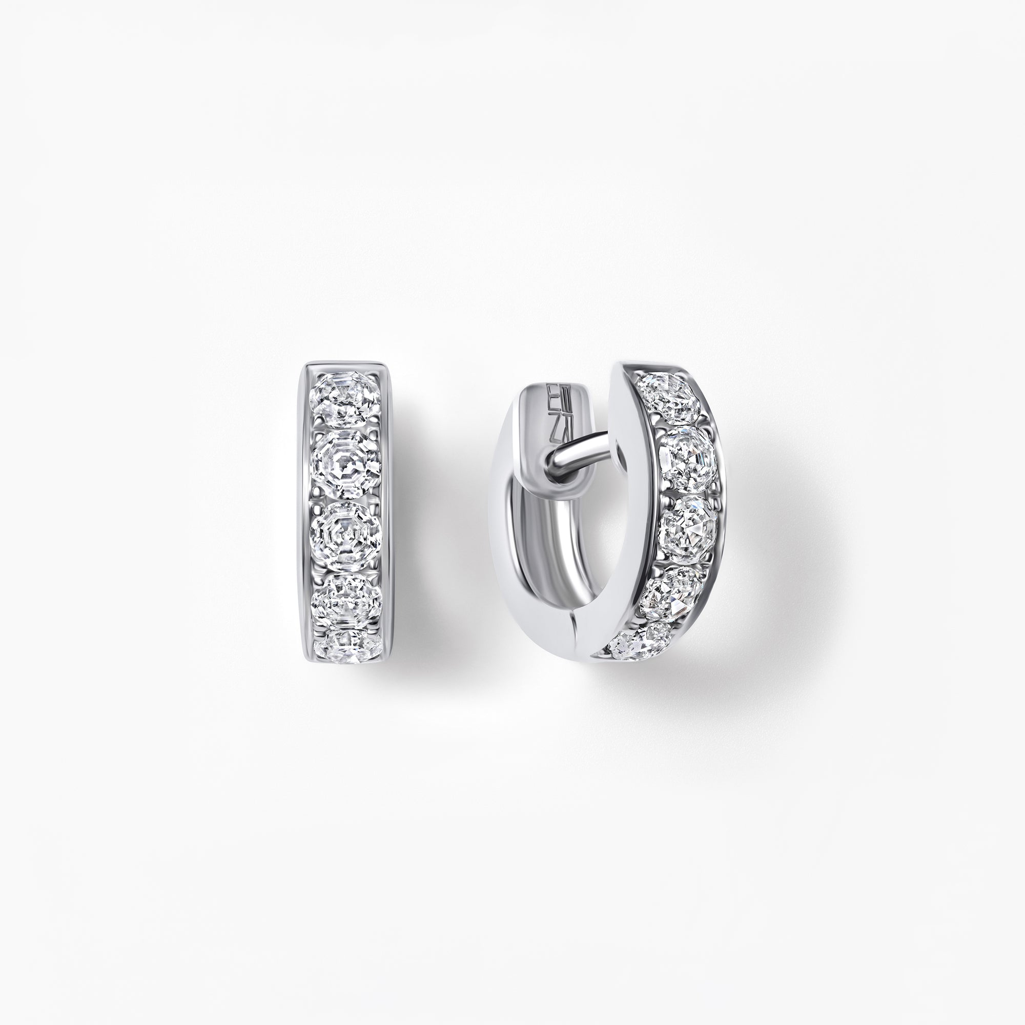 Round Soleil Cut Diamond Channel Set Huggie Earrings
